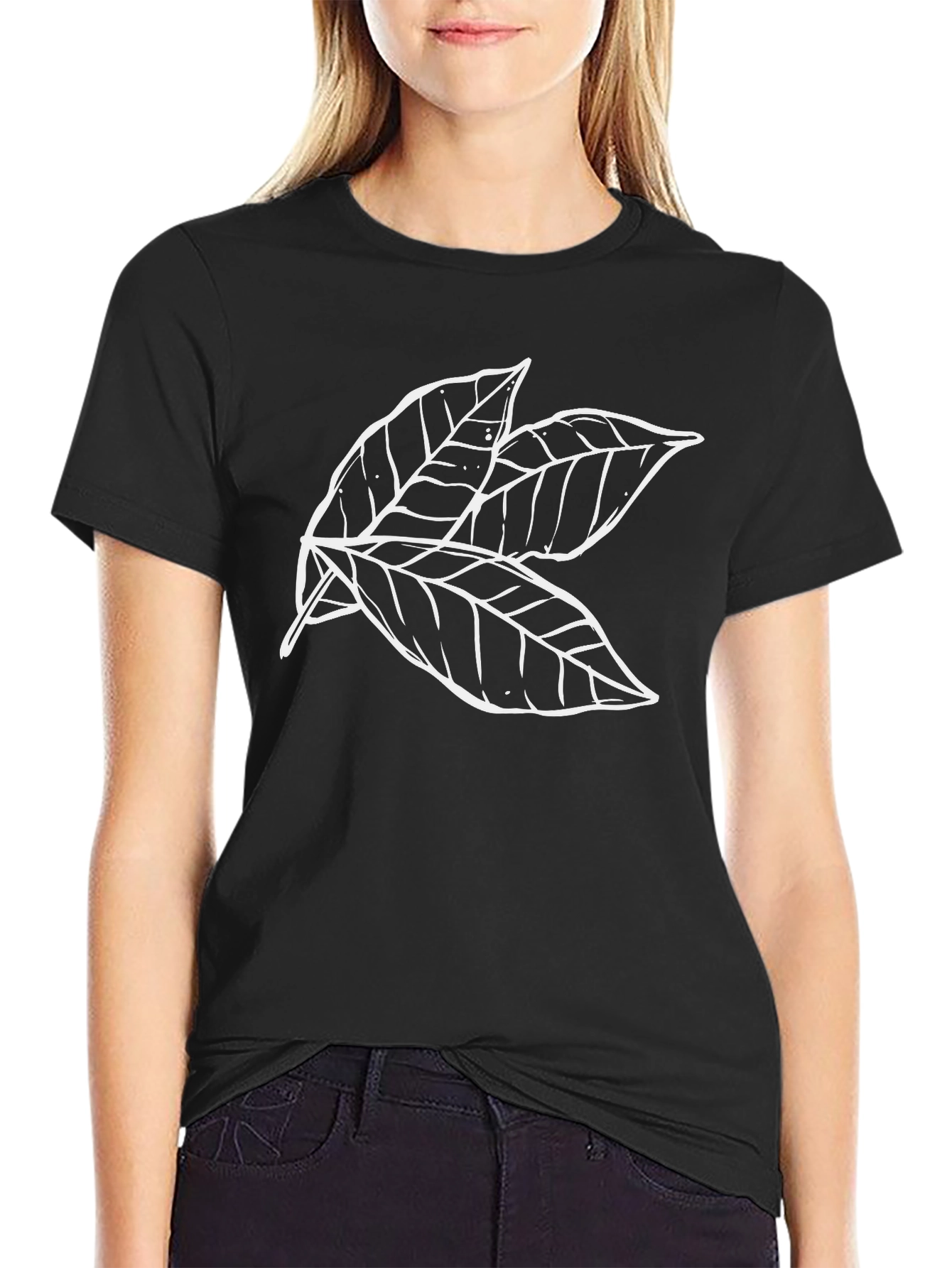 Leaf Print T-Shirt - Casual Graphic Tee
