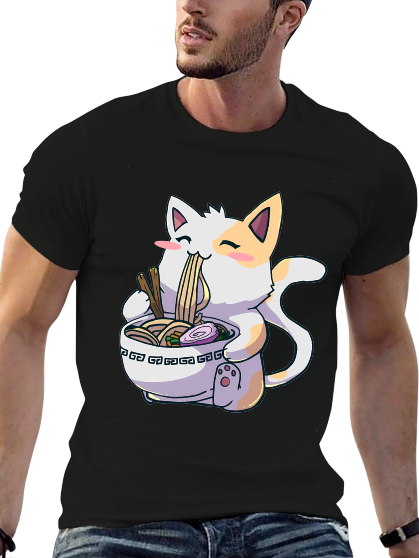 Cat Ramen Graphic Tee -  Fun Unique Design