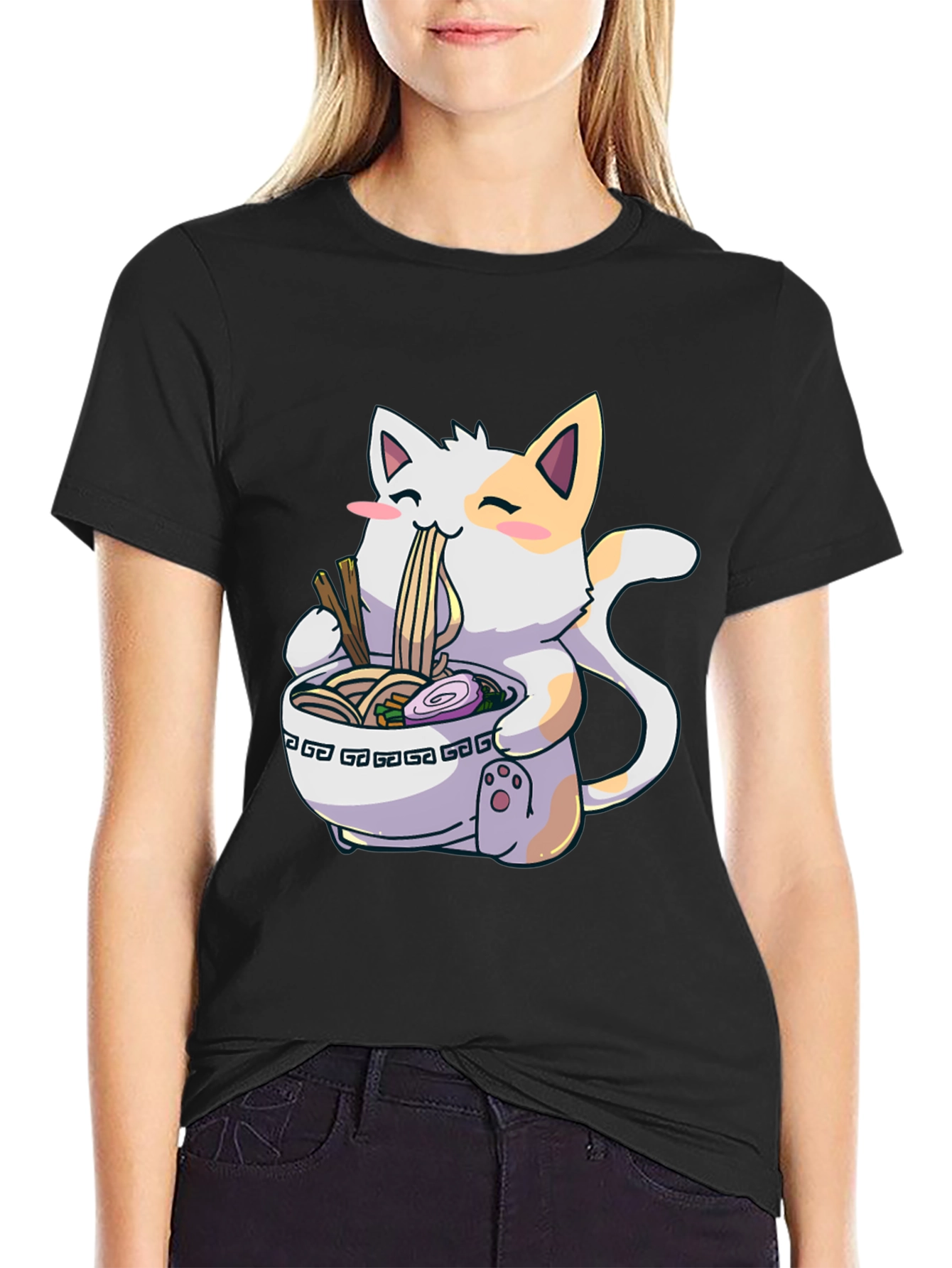 Cat Ramen Graphic Tee -  Fun Unique Design
