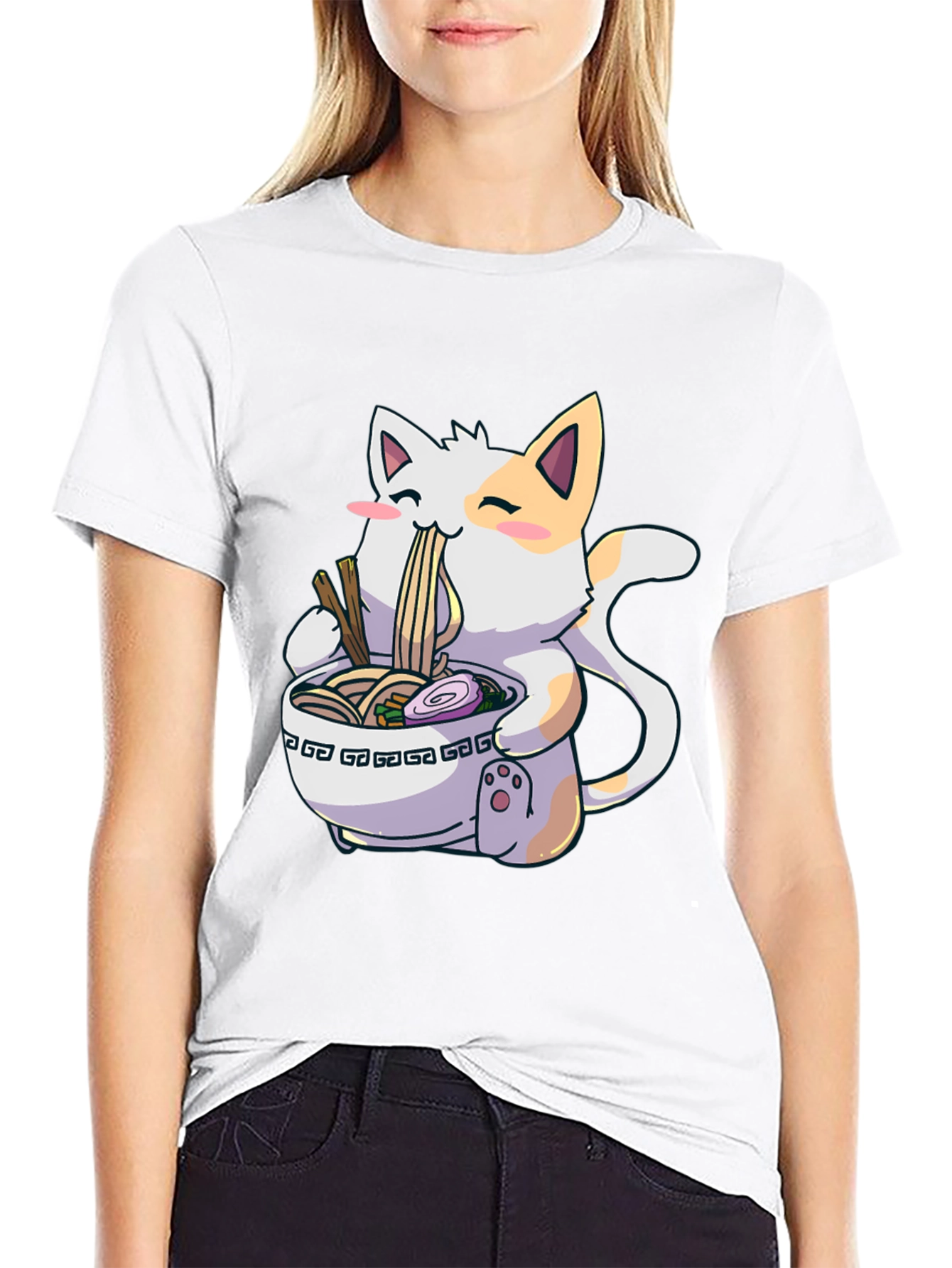 Cat Ramen Graphic Tee -  Fun Unique Design