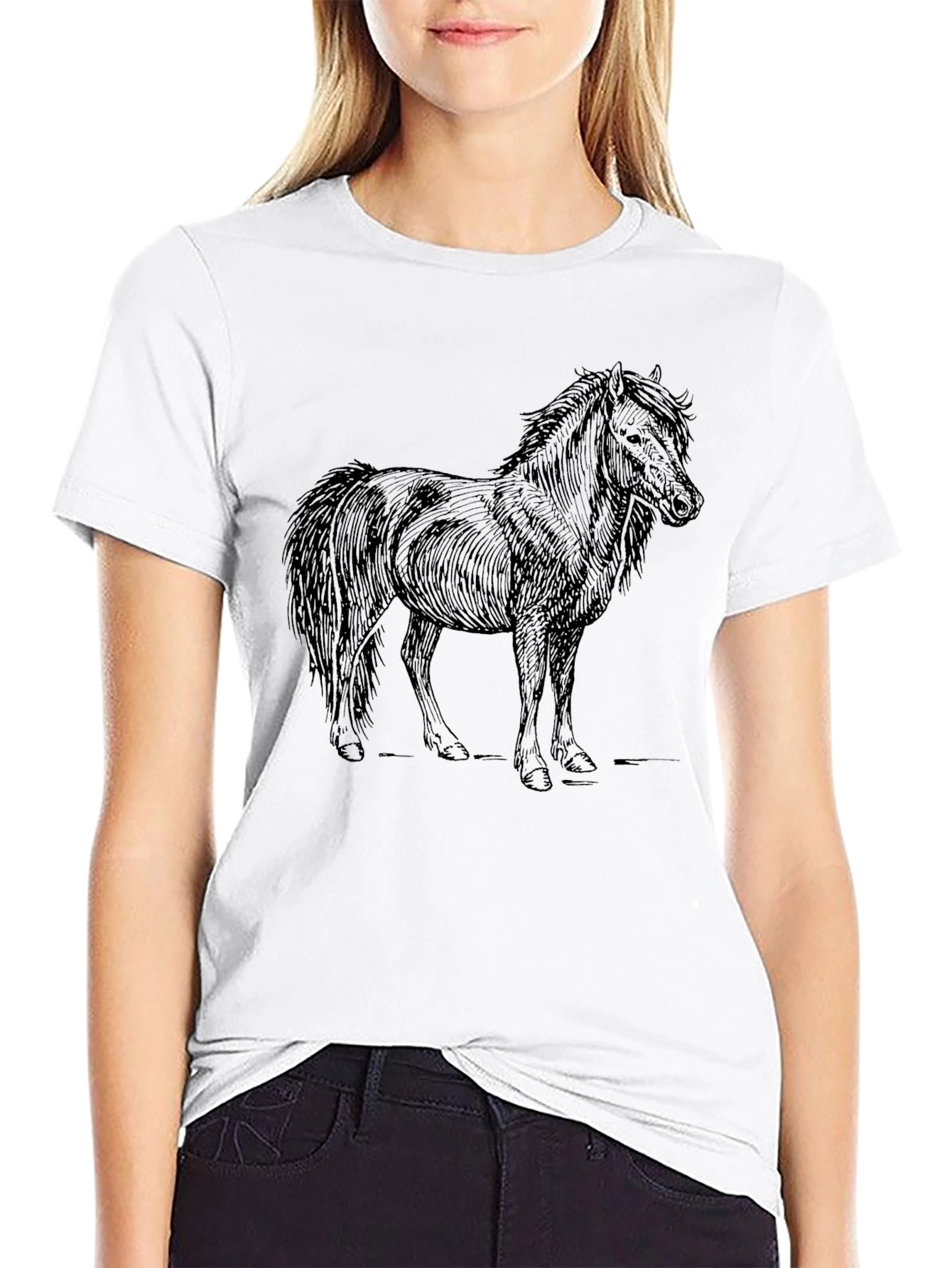 Black Horse Graphic Tee - Unisex Casual T-Shirt