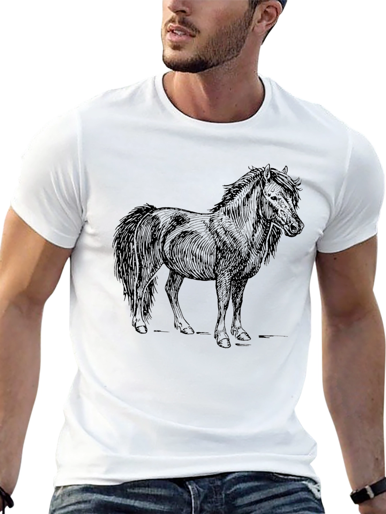 Black Horse Graphic Tee - Unisex Casual T-Shirt