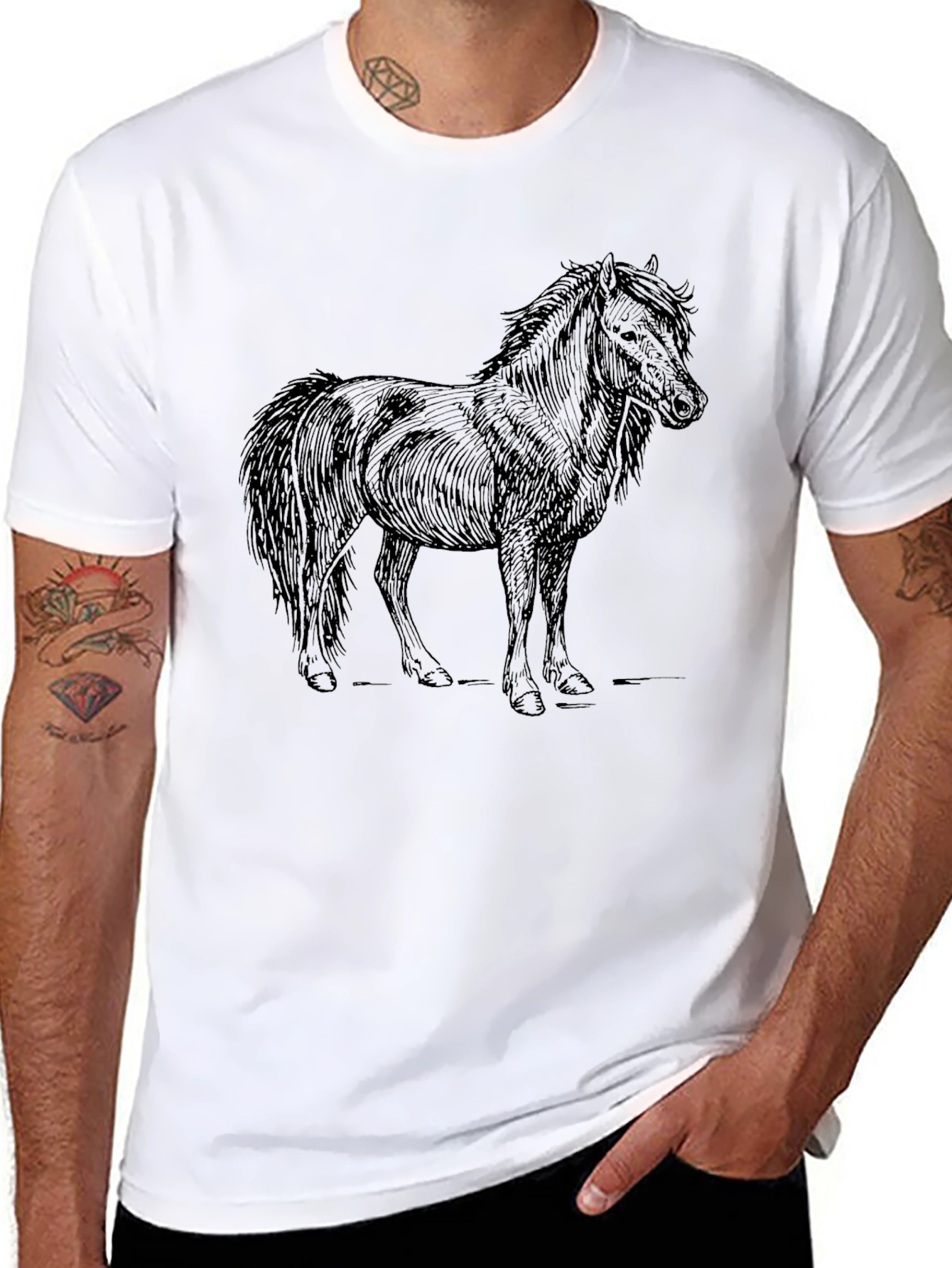 Black Horse Graphic Tee - Unisex Casual T-Shirt