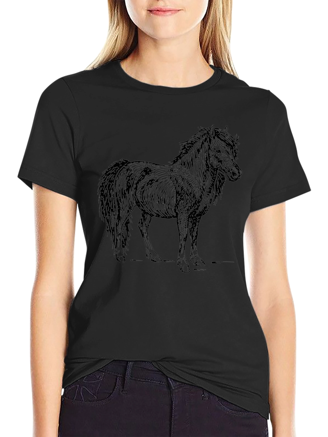 Black Horse Graphic Tee - Unisex Casual T-Shirt