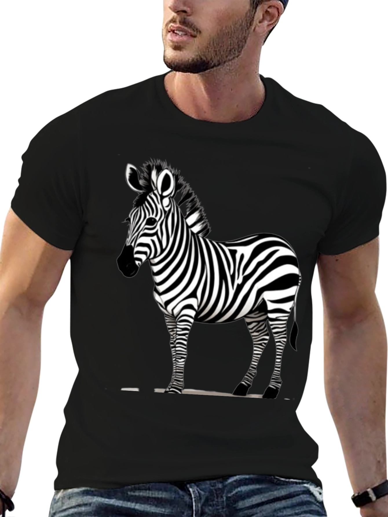 Zebra Print Crew Neck T-Shirt - Stylish & Unique