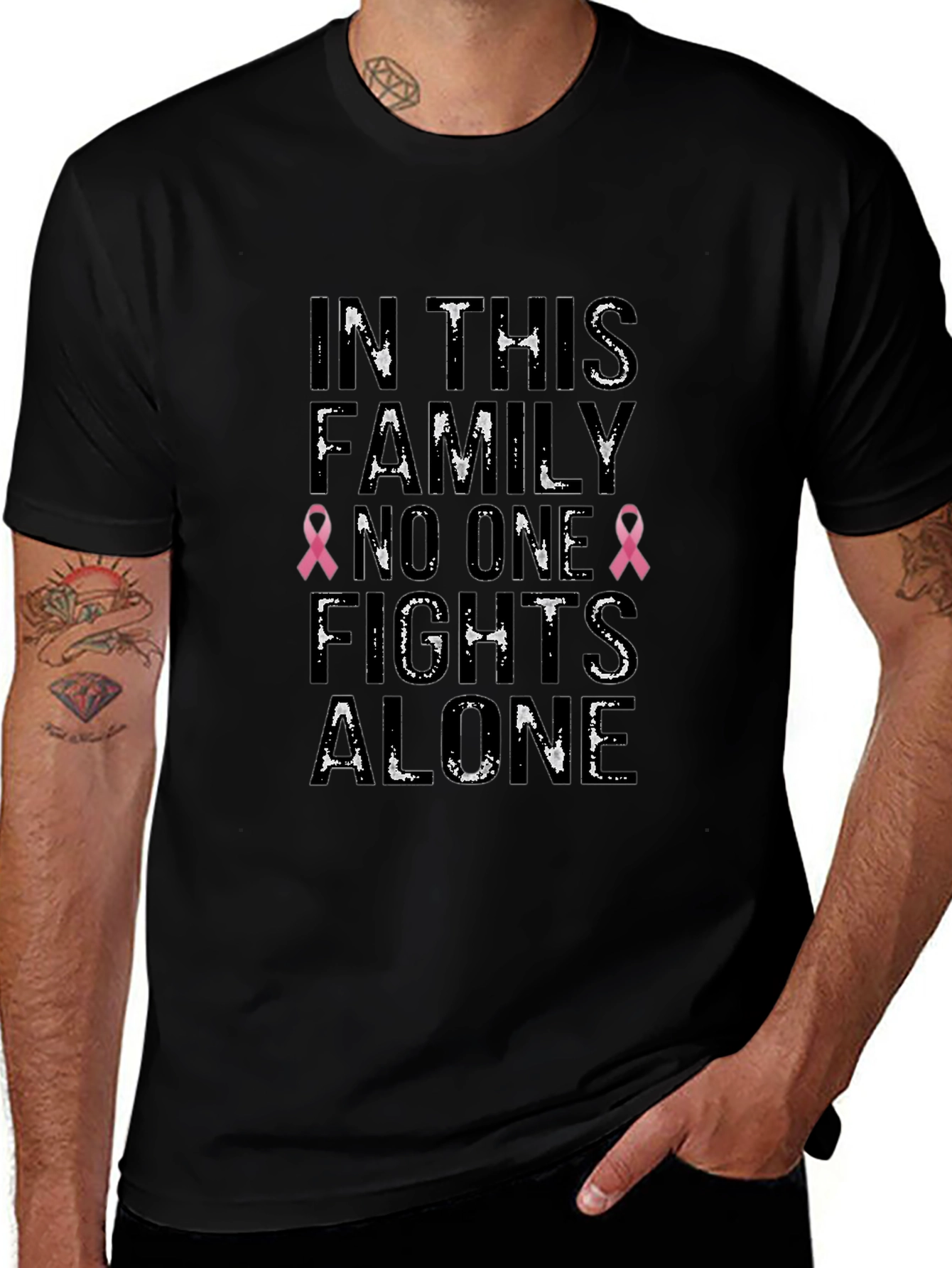 Family Fights Alone Breast Cancer Awareness T-Shirt