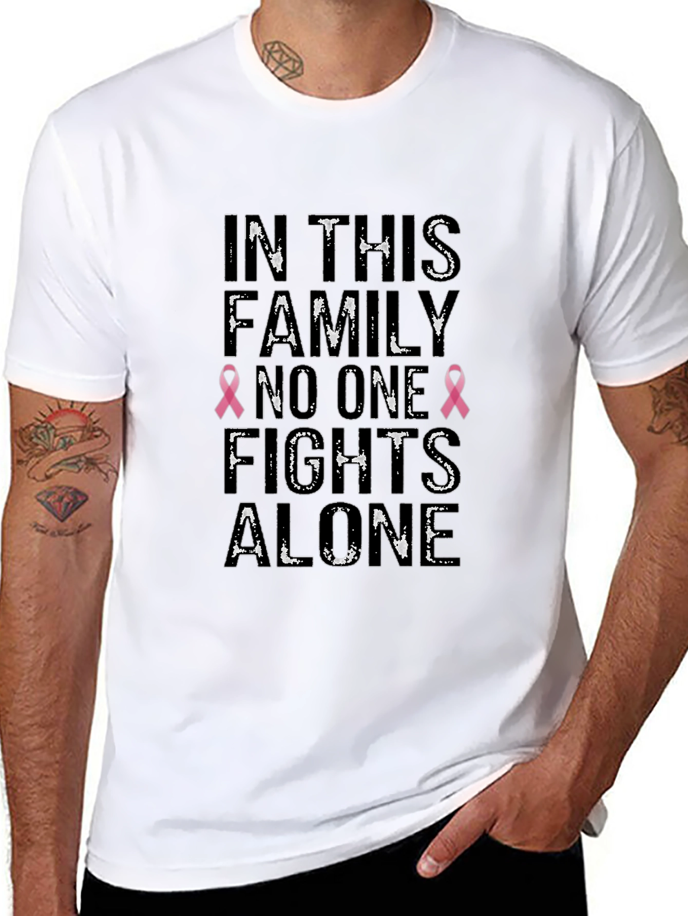 Family Fights Alone Breast Cancer Awareness T-Shirt