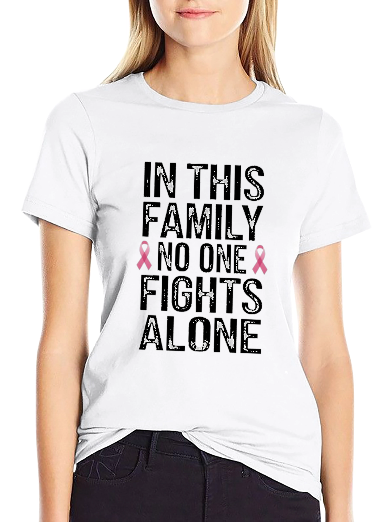 Family Fights Alone Breast Cancer Awareness T-Shirt