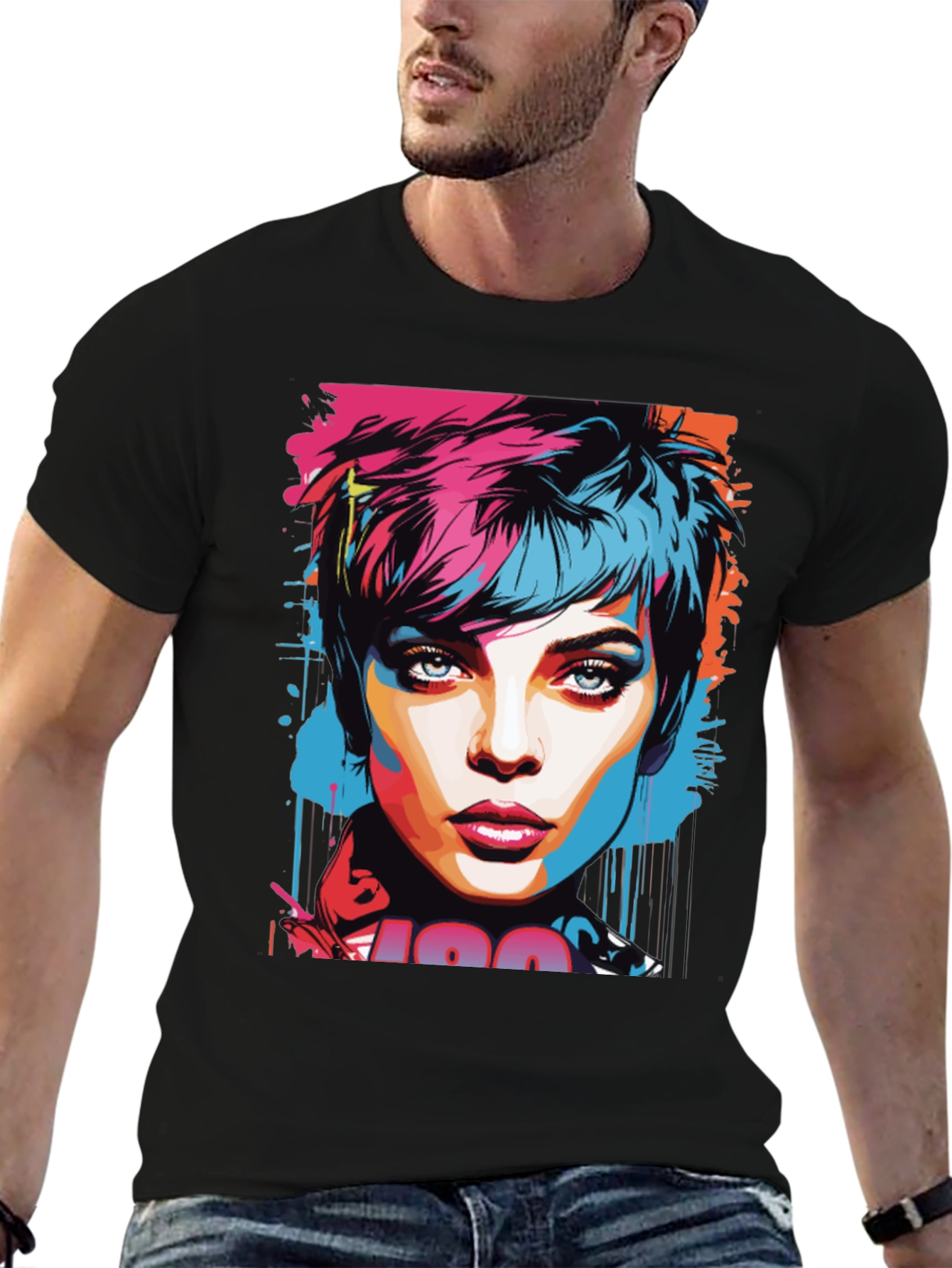 Pop Art Womans Portrait Graphic T-Shirt