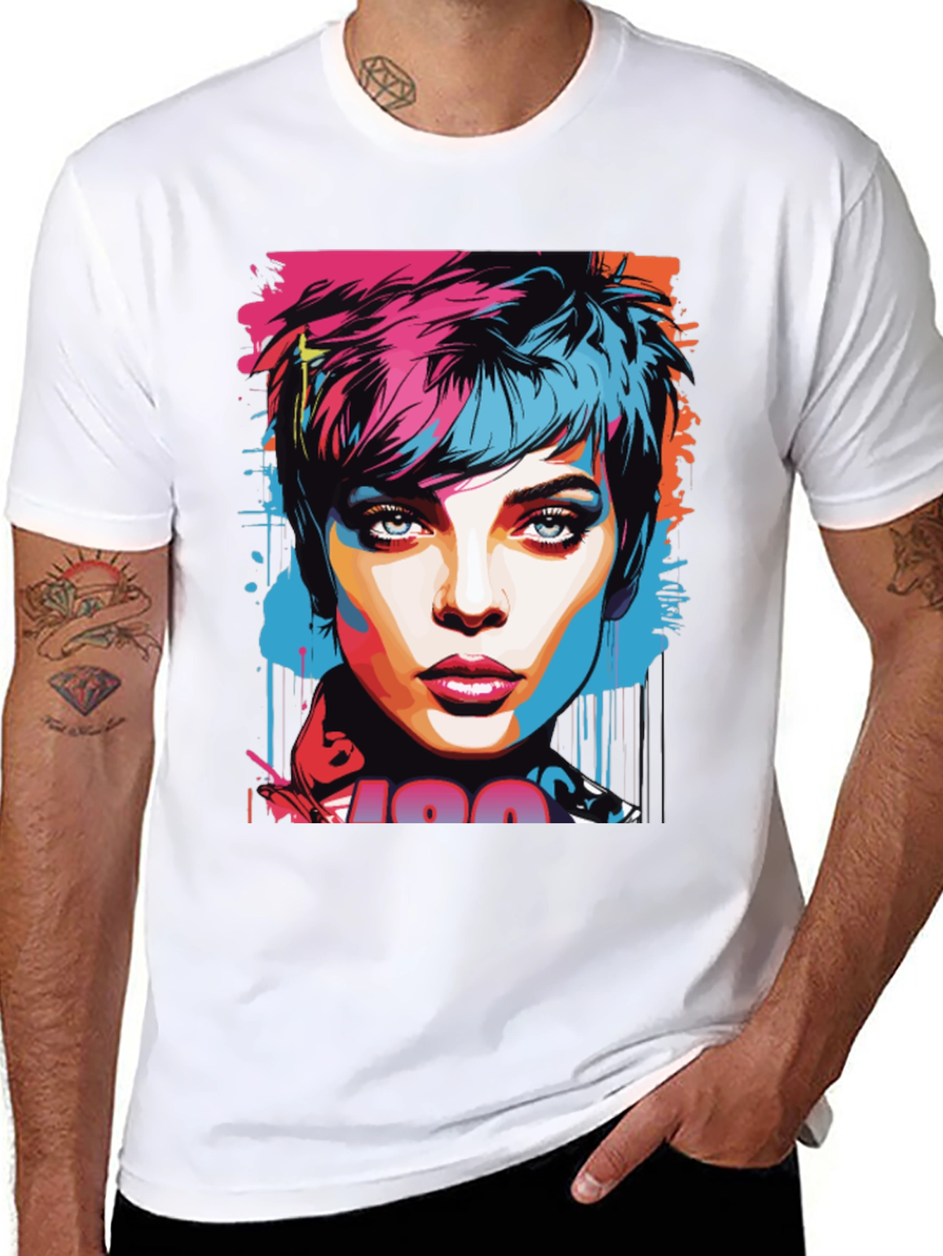Pop Art Womans Portrait Graphic T-Shirt