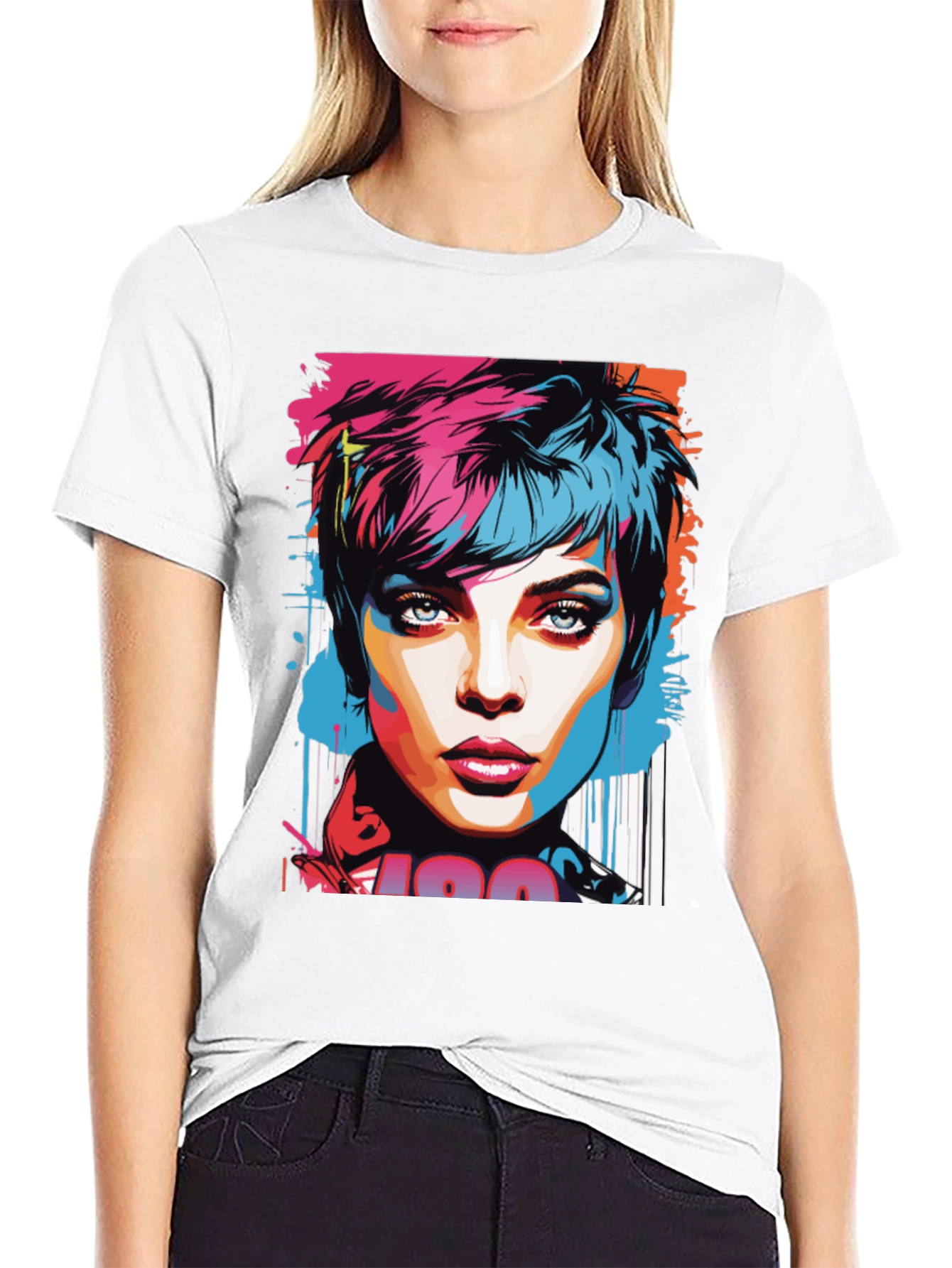Pop Art Womans Portrait Graphic T-Shirt