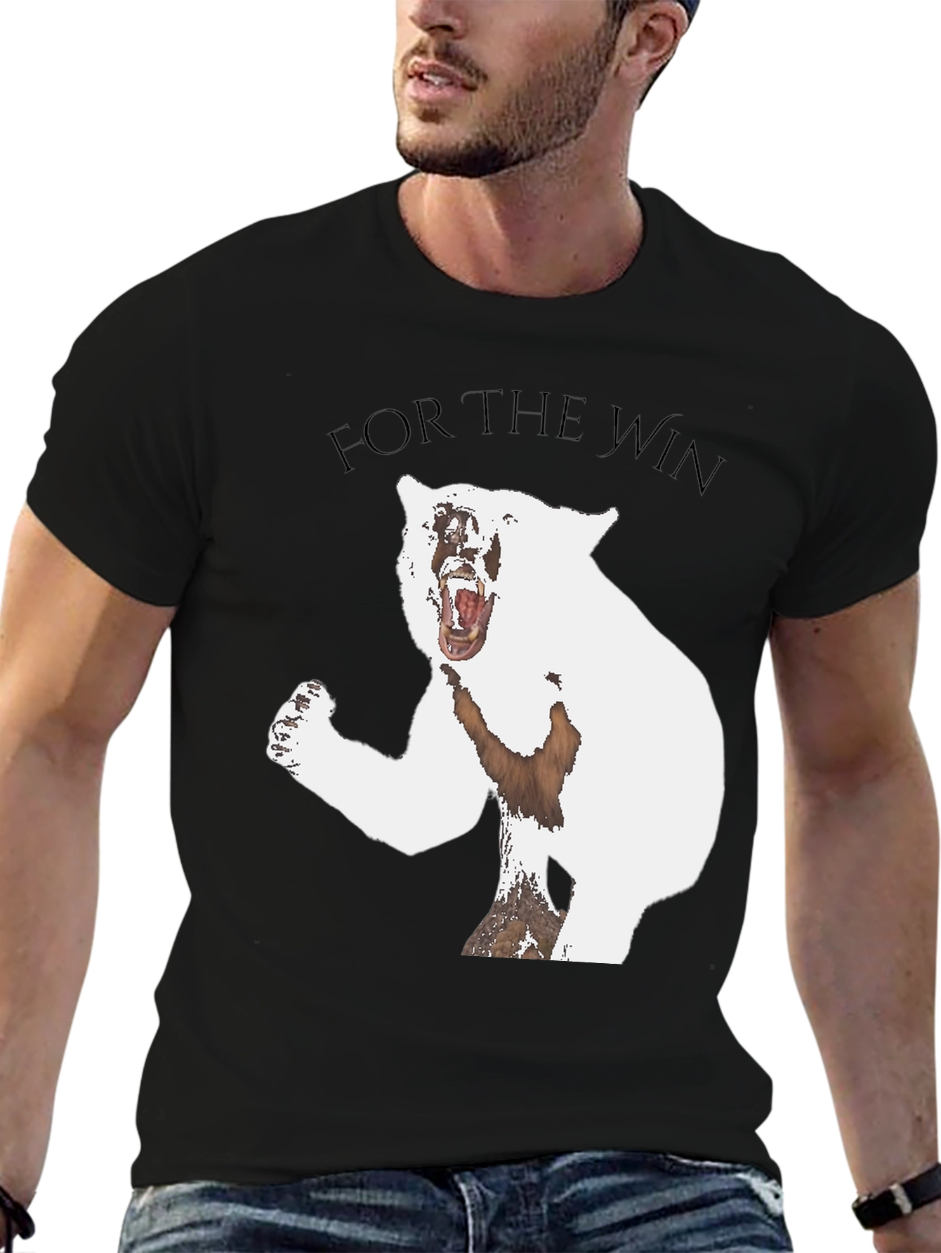 For The Win Bear Graphic Tee - Black