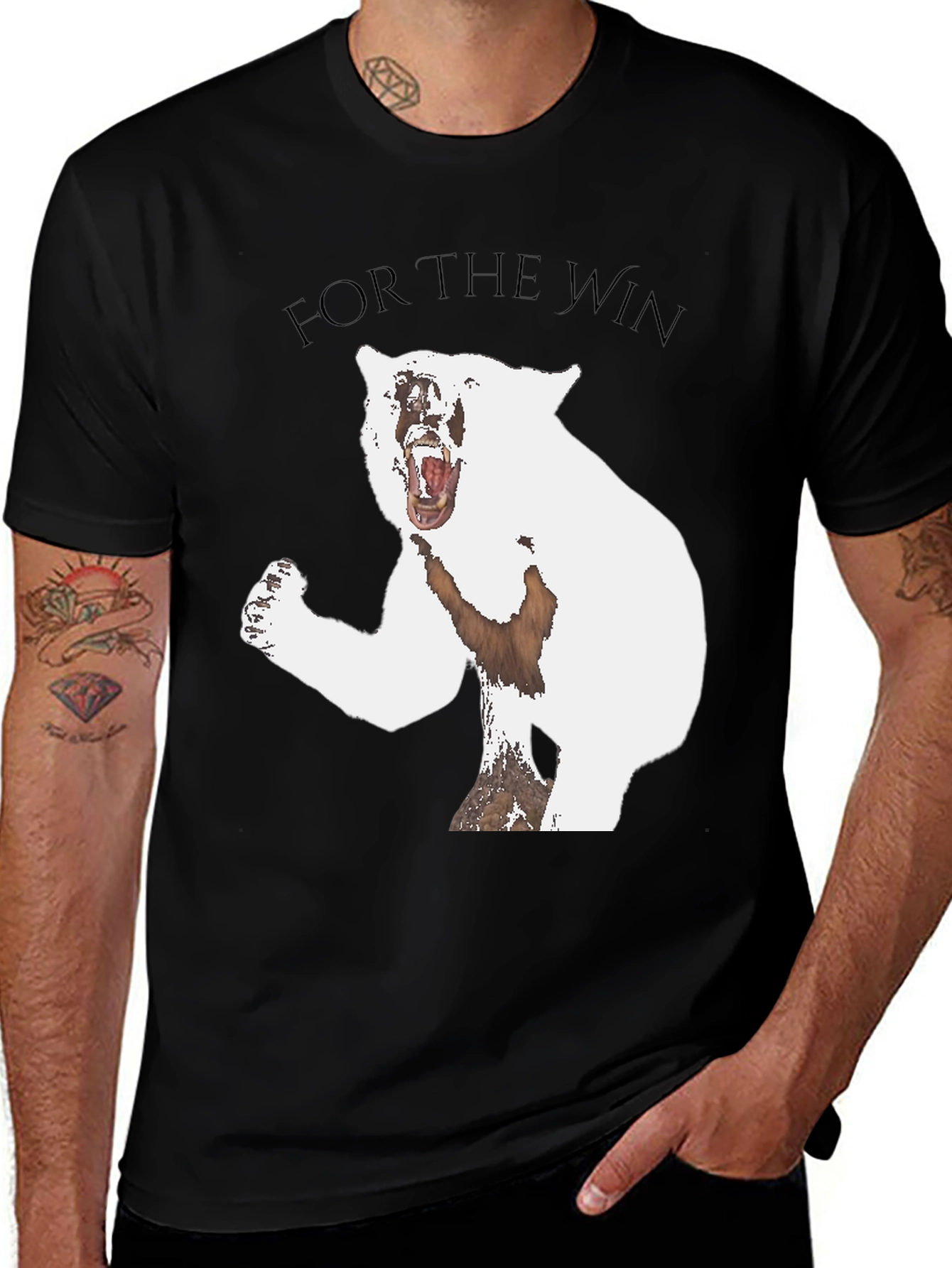 For The Win Bear Graphic Tee - Black