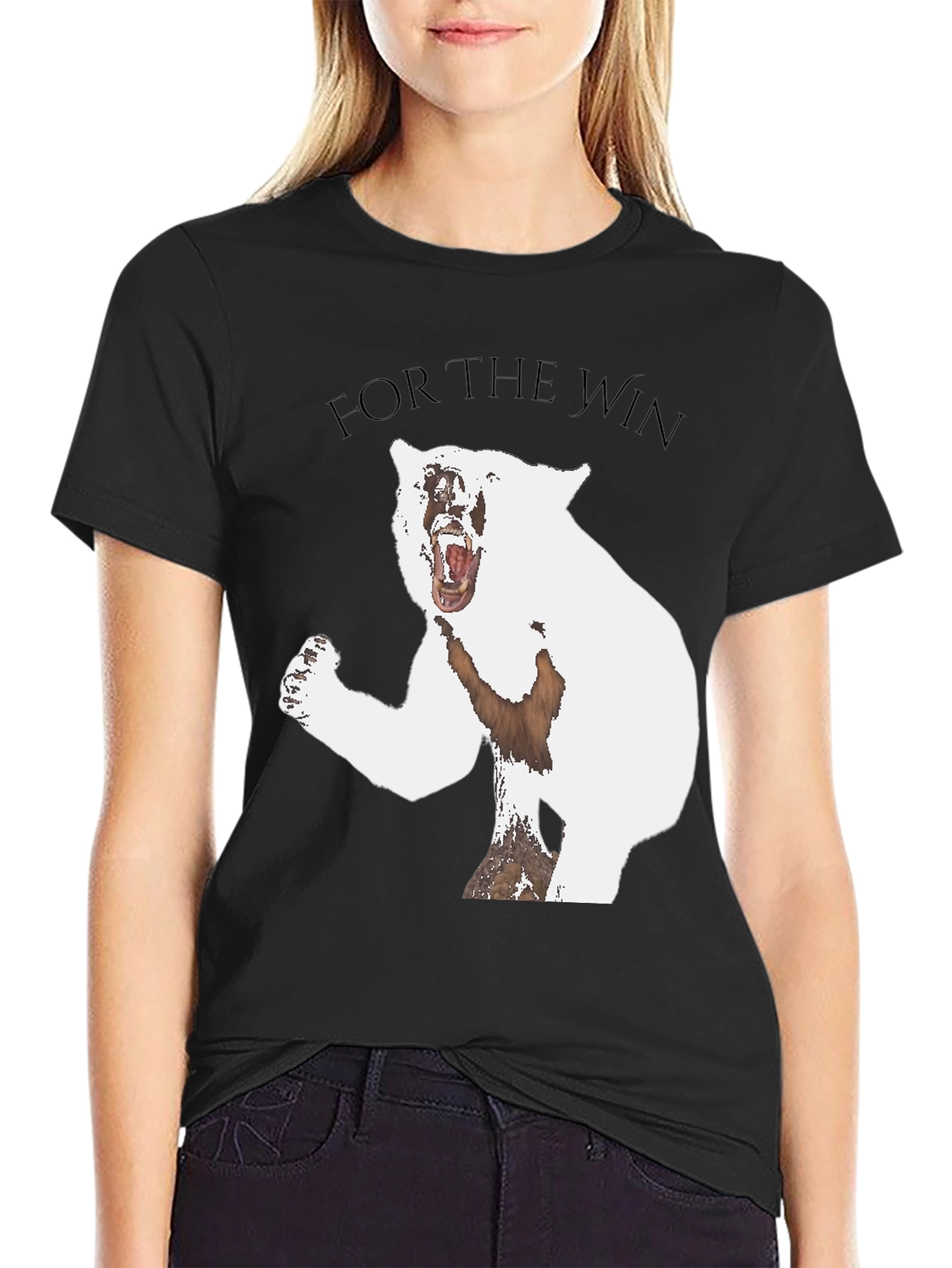 For The Win Bear Graphic Tee - Black
