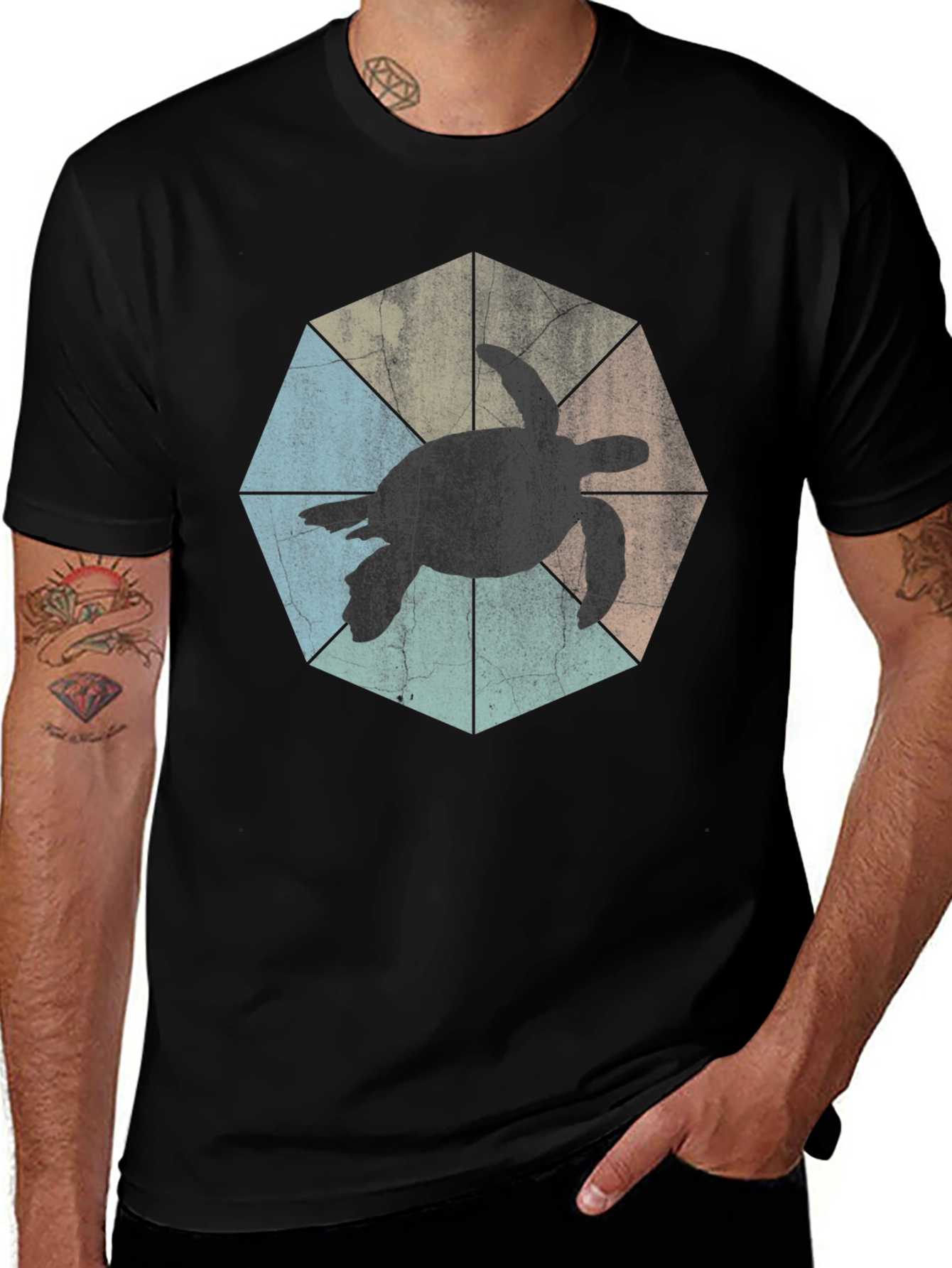 Turtle Silhouette Graphic Tee - Black