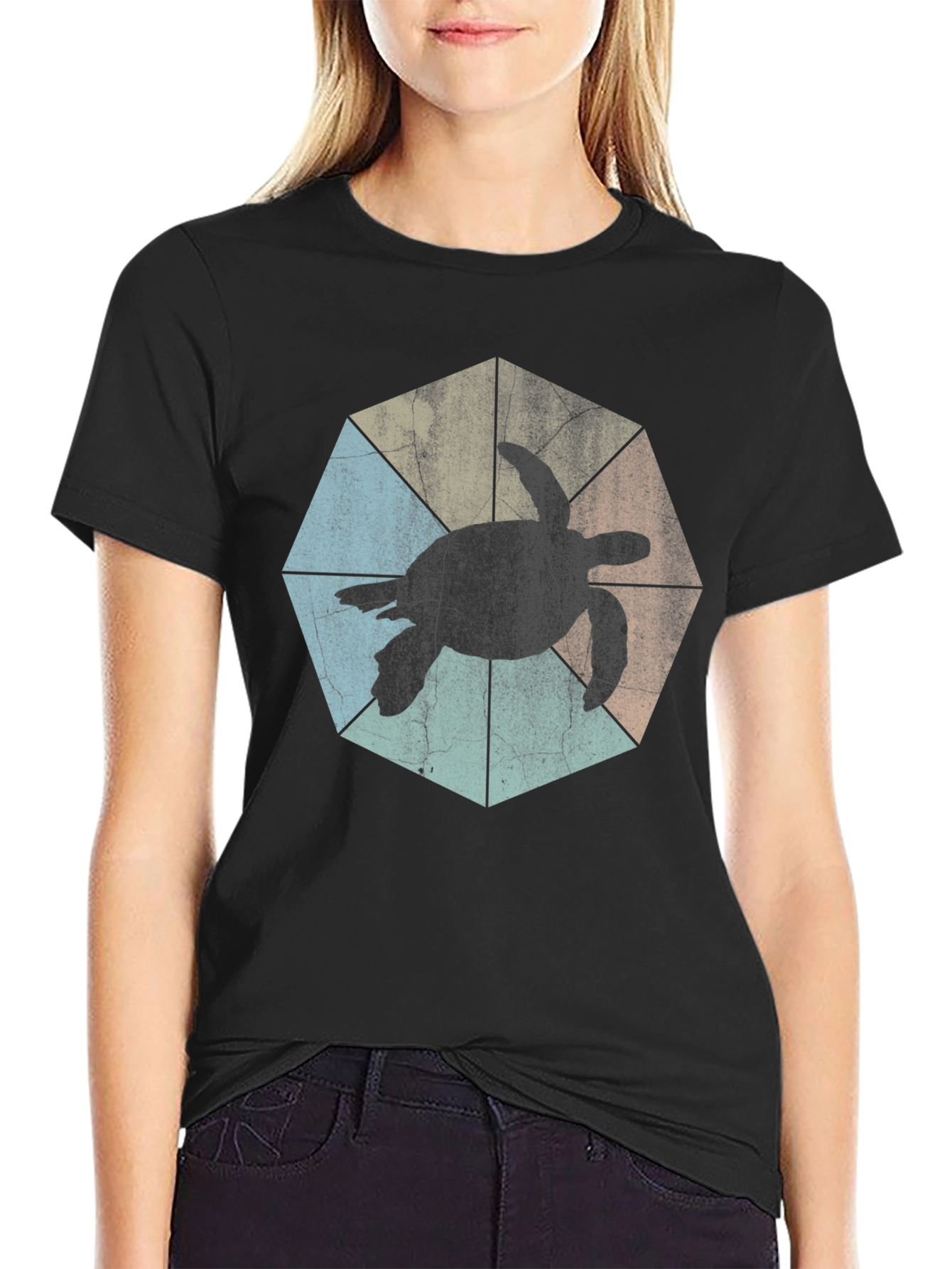 Turtle Silhouette Graphic Tee - Black
