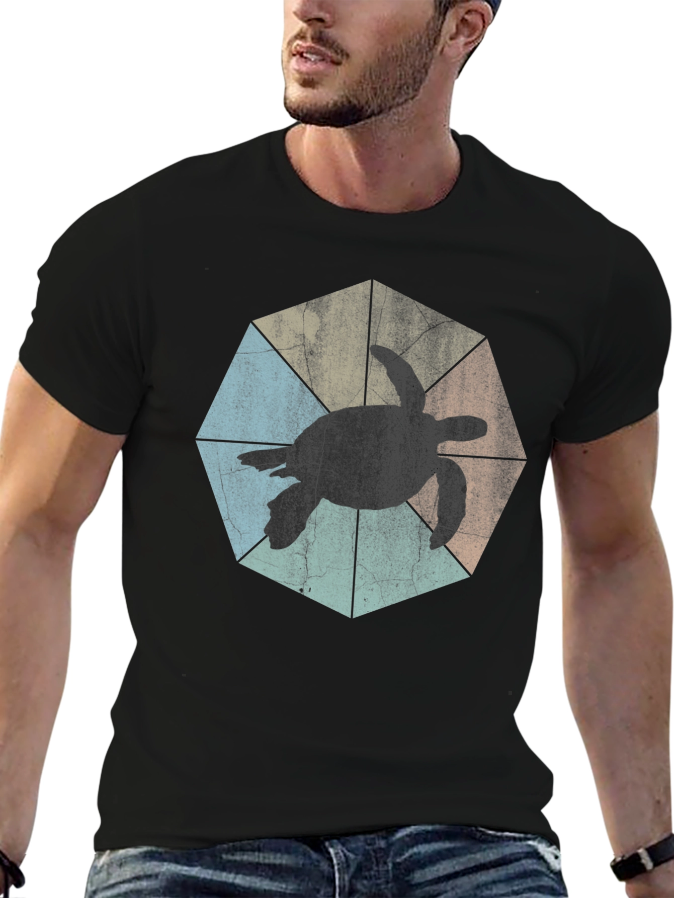 Turtle Silhouette Graphic Tee - Black