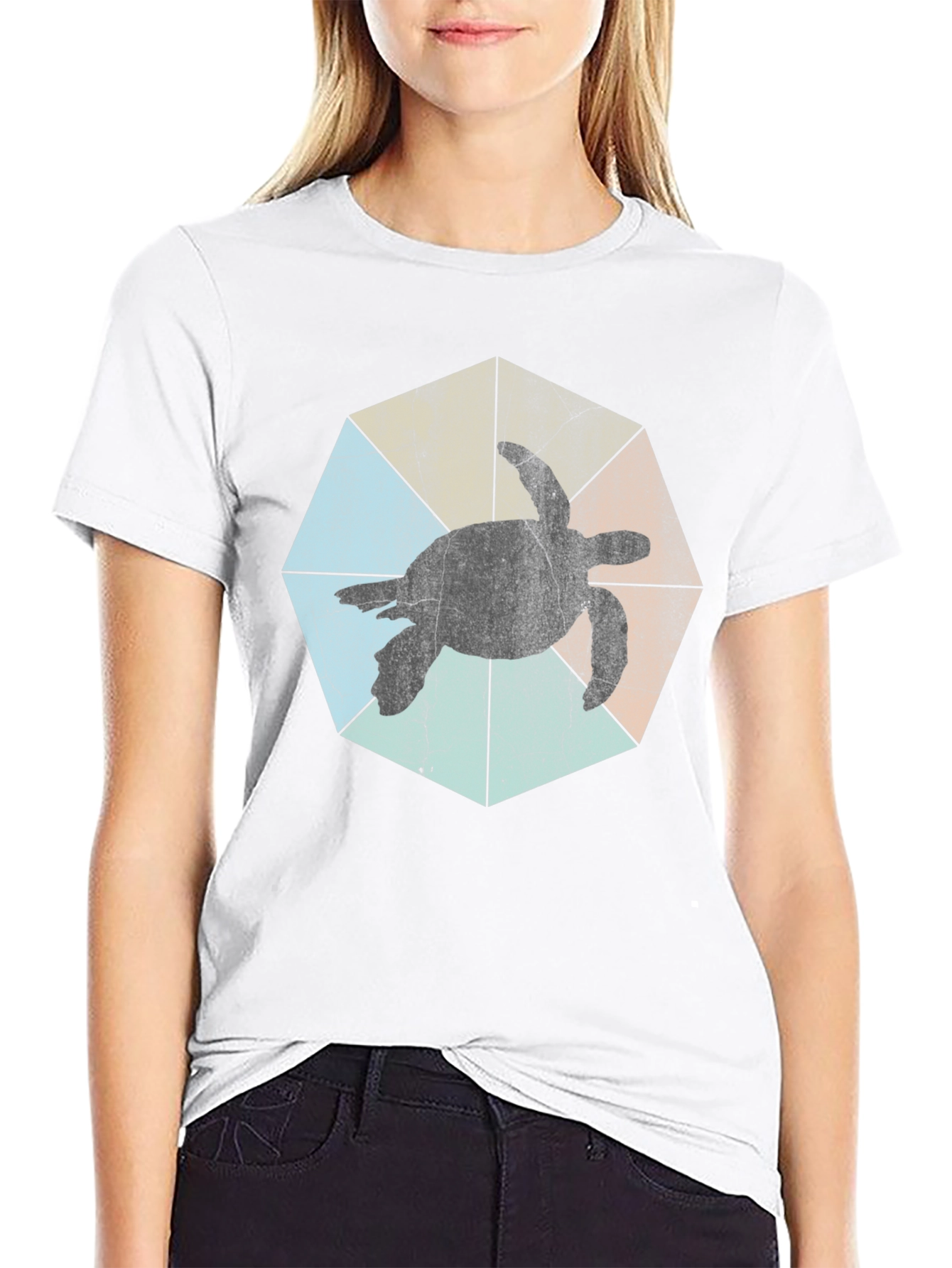 Turtle Silhouette Graphic Tee - Black
