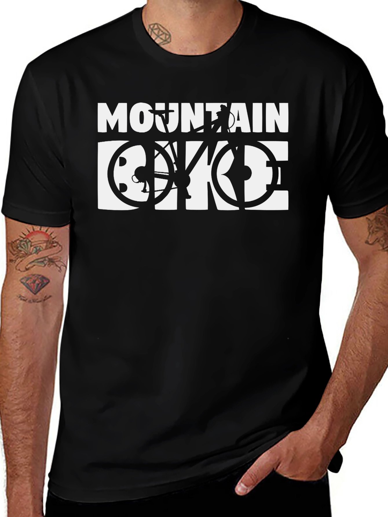 Mountain Bike Graphic Tee - Black Cotton Shirt