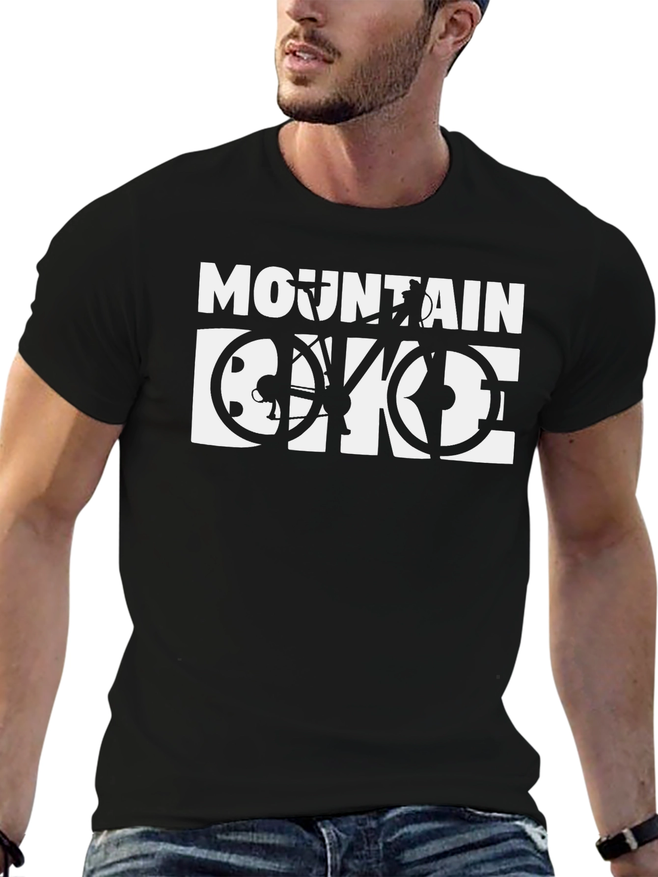 Mountain Bike Graphic Tee - Black Cotton Shirt