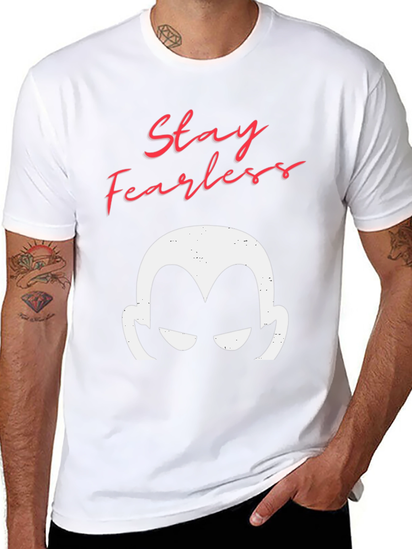 Stay Fearless Graphic Tee - Mens Black Cotton T-Shirt