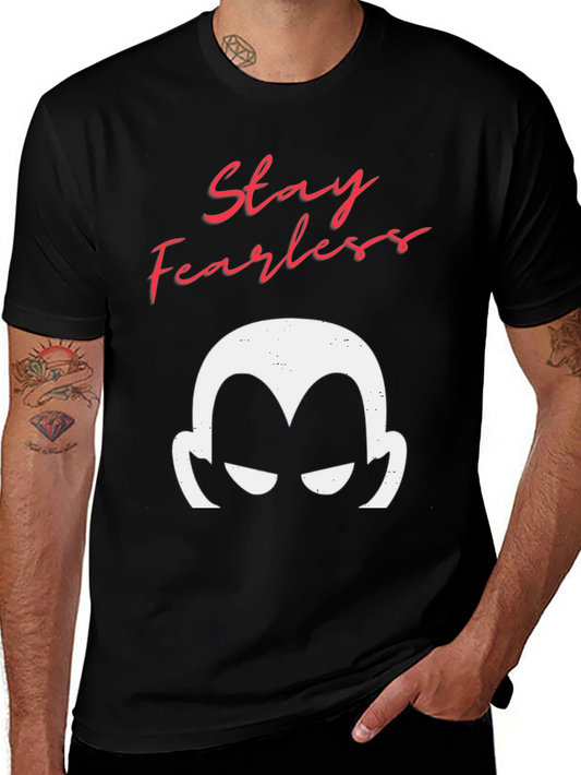 Stay Fearless Graphic Tee - Mens Black Cotton T-Shirt