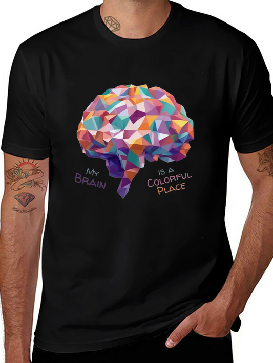 Colorful Brain T-Shirt - Geometric Design