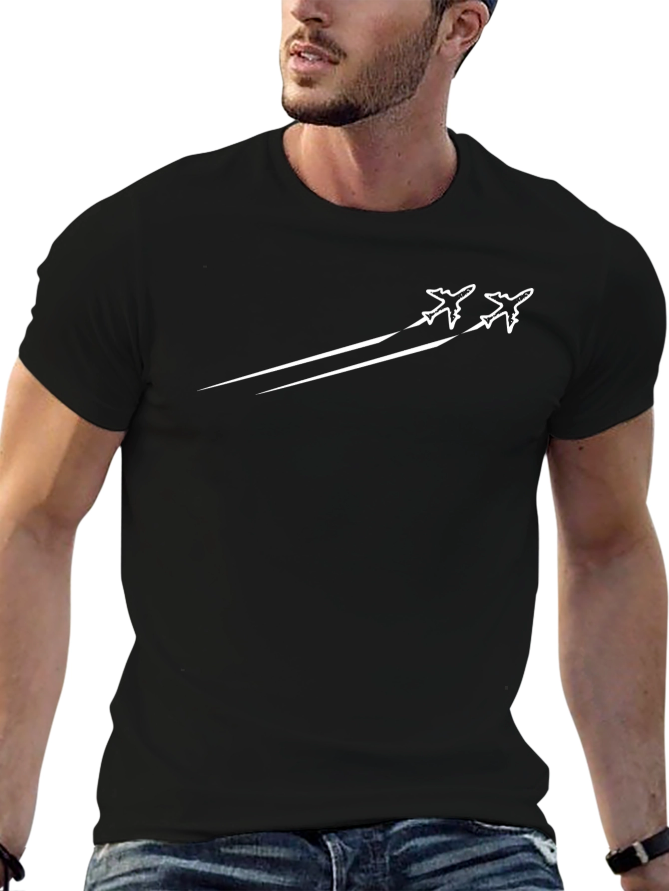 Jet Fighter Tee - Sleek Black Graphic T-Shirt