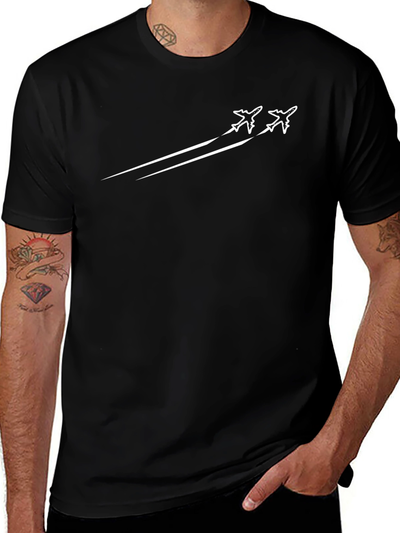 Jet Fighter Tee - Sleek Black Graphic T-Shirt