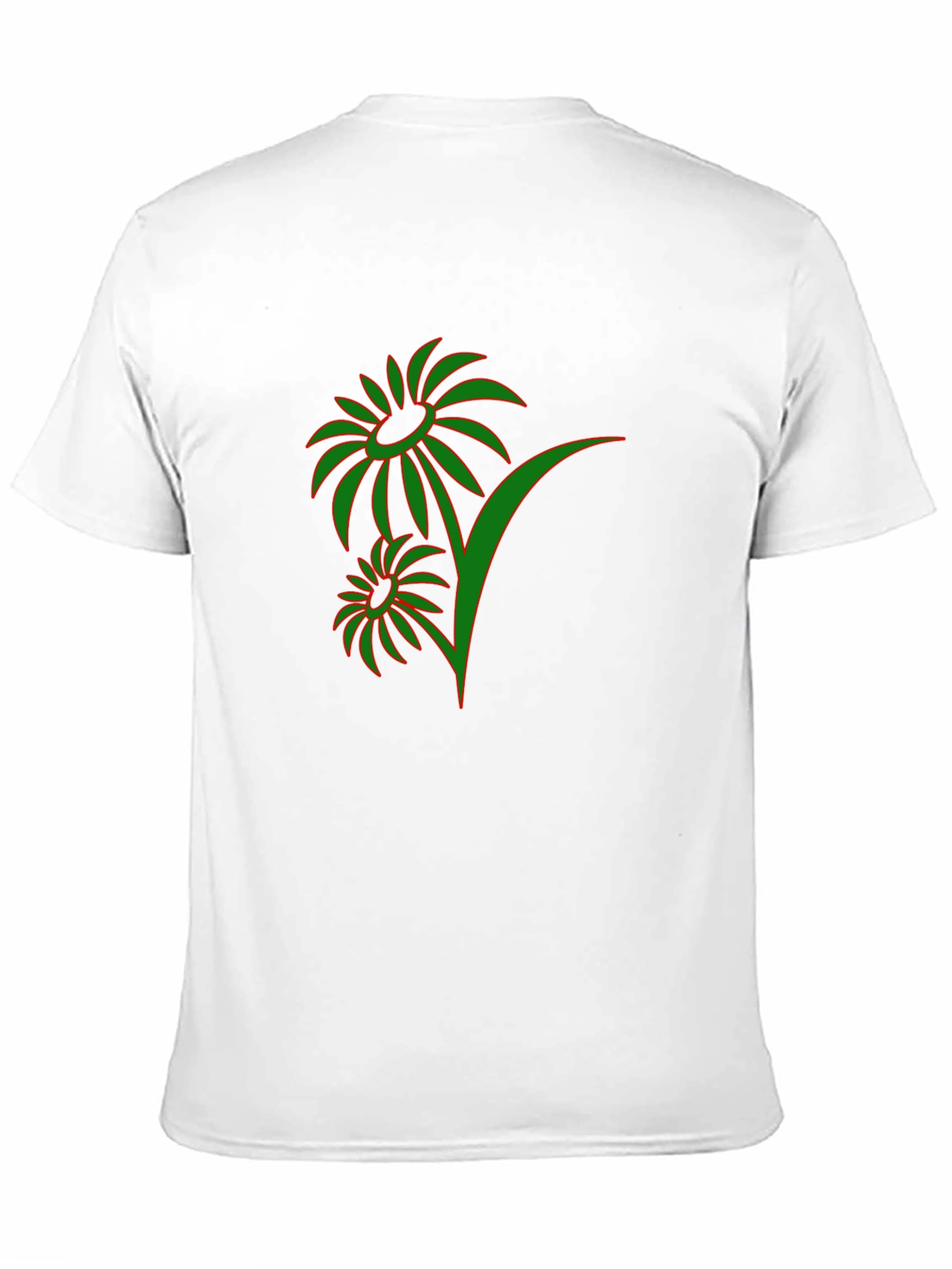 Mens Black T-Shirt with Green Floral Design