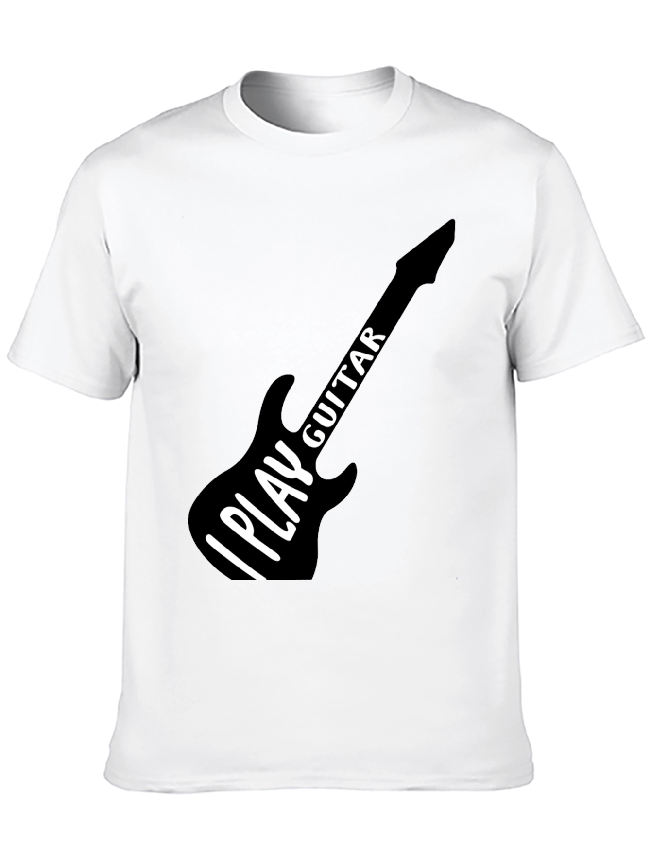 I Play Guitar Graphic T-Shirt Black Crew Neck Tee