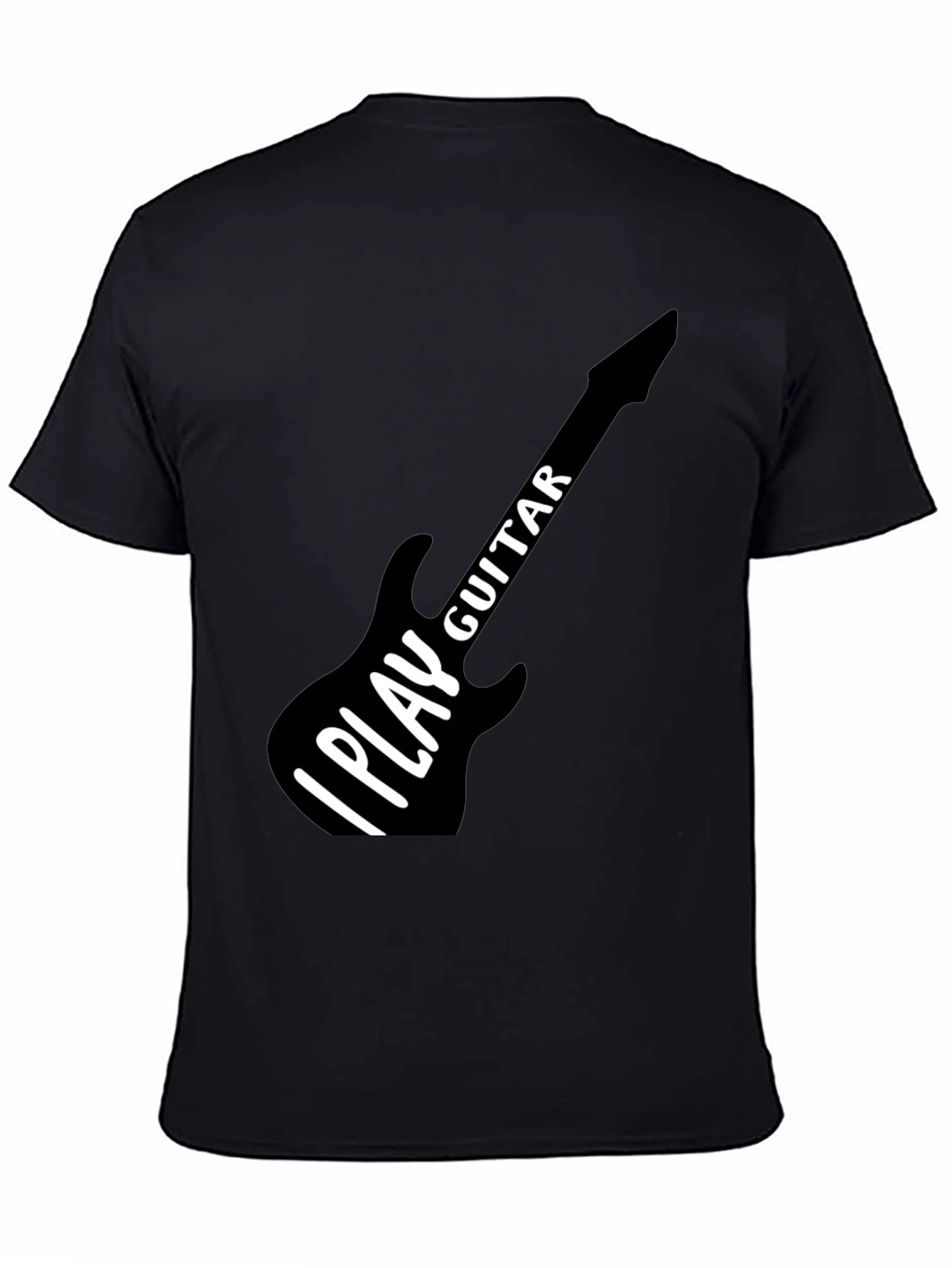 I Play Guitar Graphic T-Shirt Black Crew Neck Tee