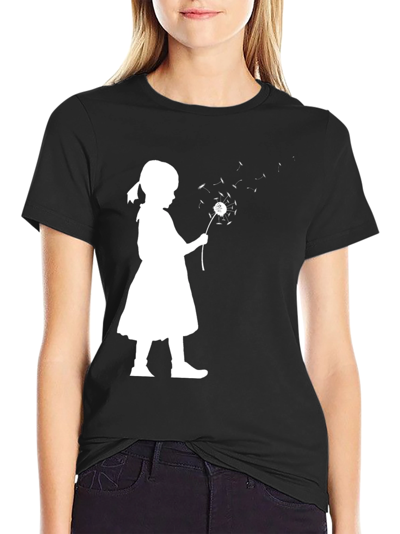 Girl Blowing Dandelion T-Shirt - Stylish Casual Wear