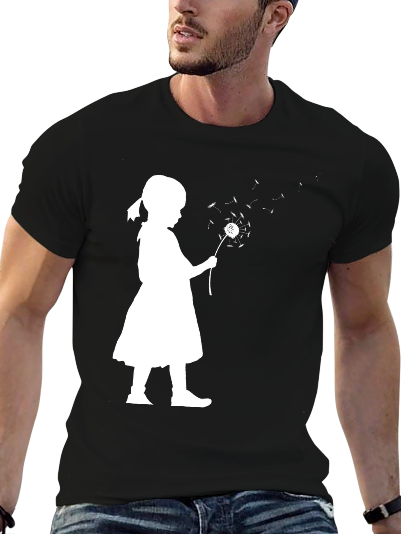 Girl Blowing Dandelion T-Shirt - Stylish Casual Wear