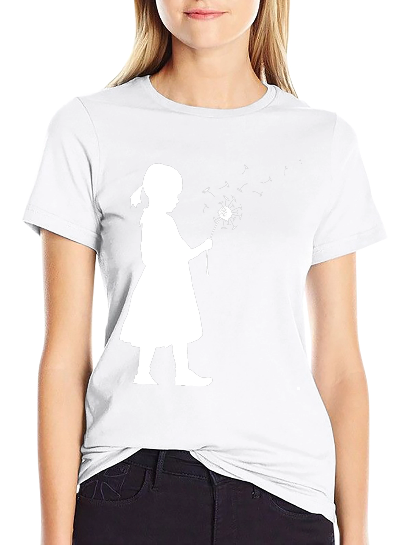 Girl Blowing Dandelion T-Shirt - Stylish Casual Wear