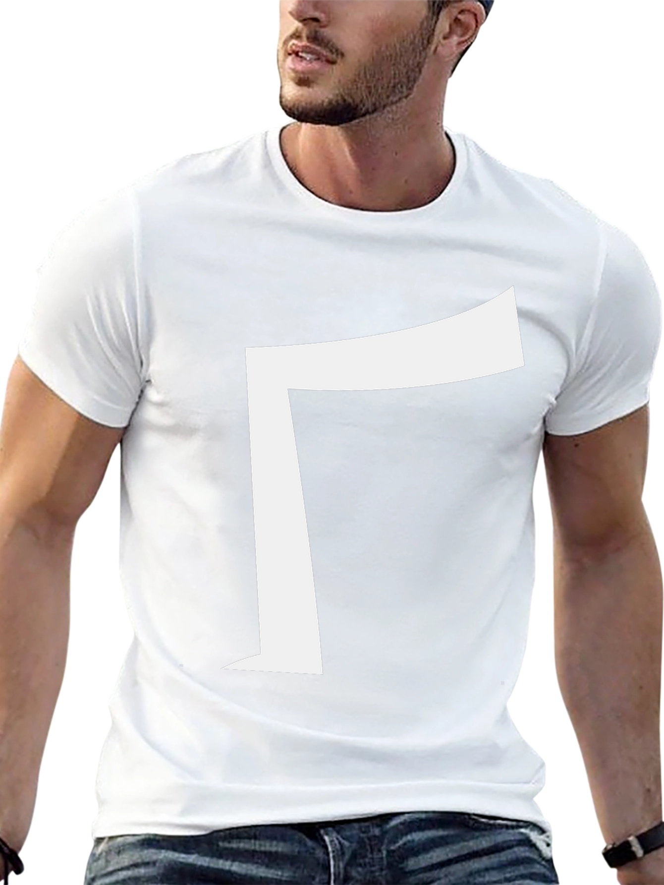 Modern Black Tee with Bold White Gamma Symbol