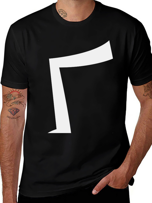 Modern Black Tee with Bold White Gamma Symbol