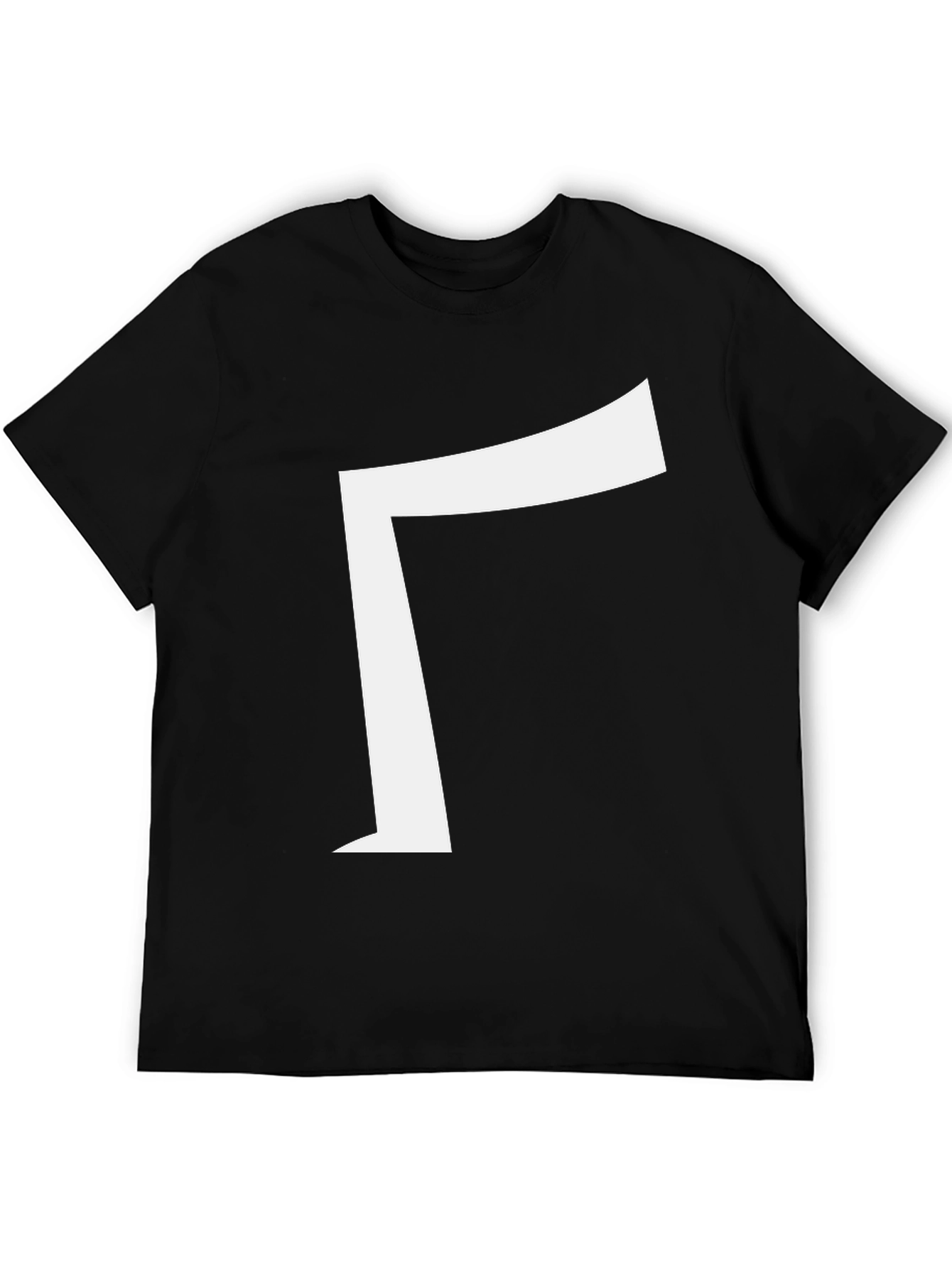 Modern Black Tee with Bold White Gamma Symbol