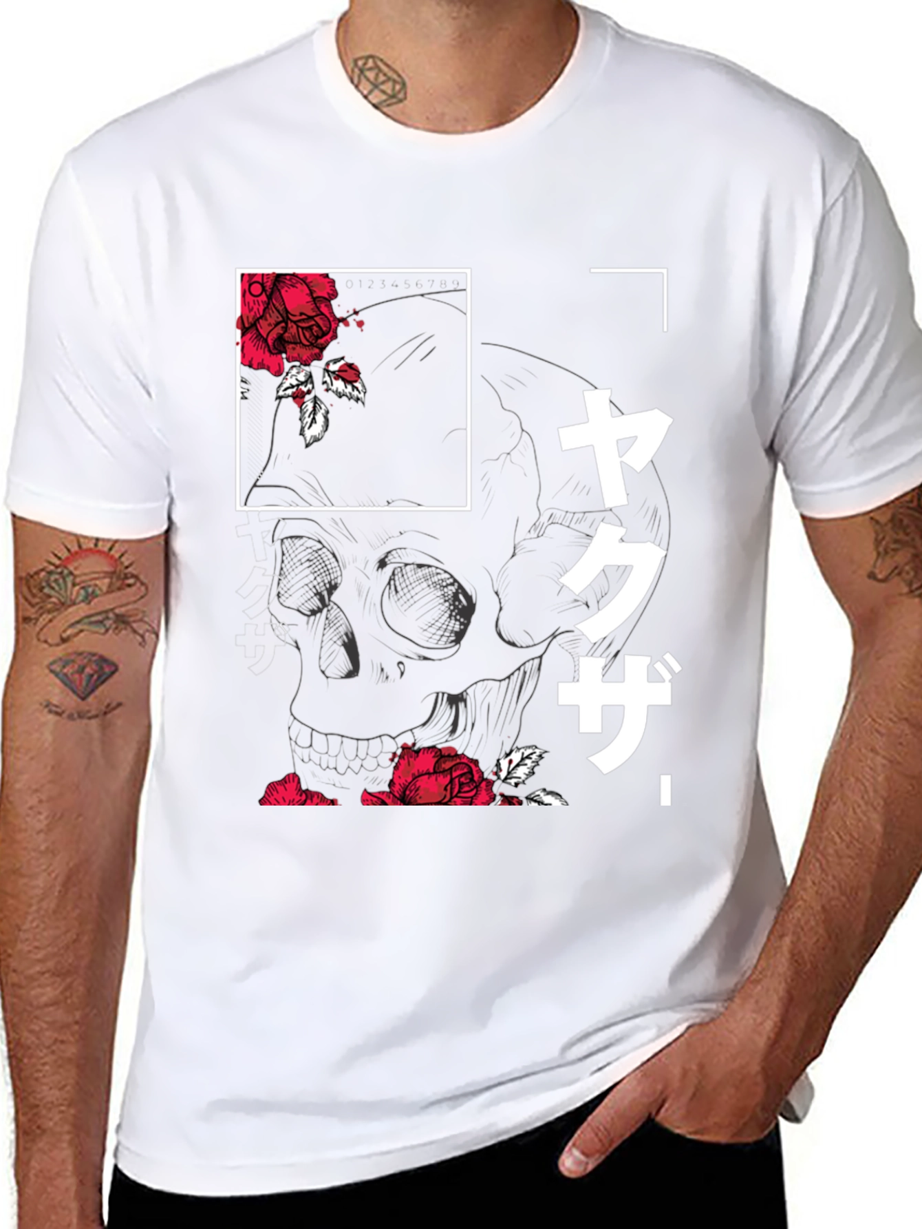 Yakuza Skull & Roses Graphic T-Shirt