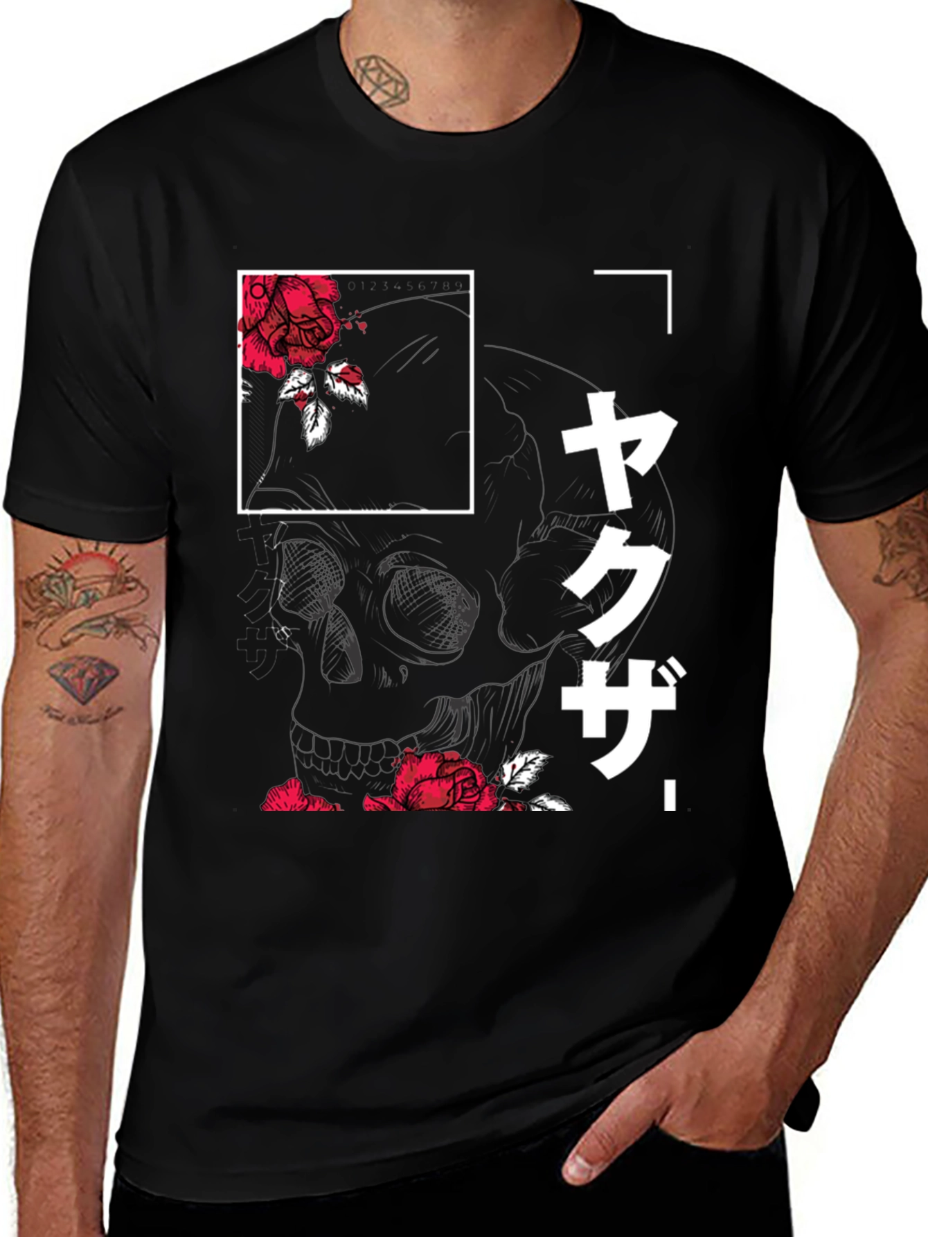 Yakuza Skull & Roses Graphic T-Shirt