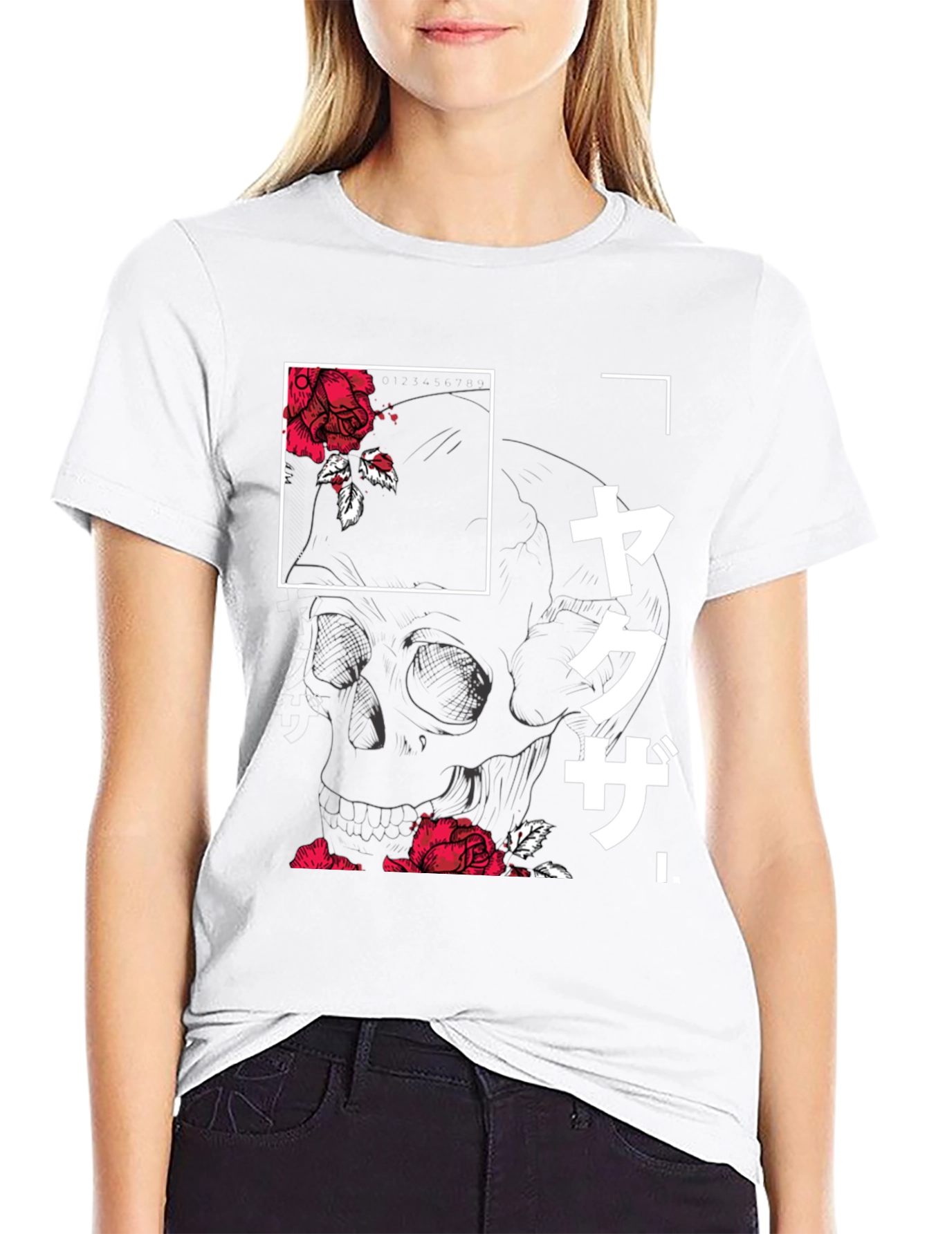 Yakuza Skull & Roses Graphic T-Shirt