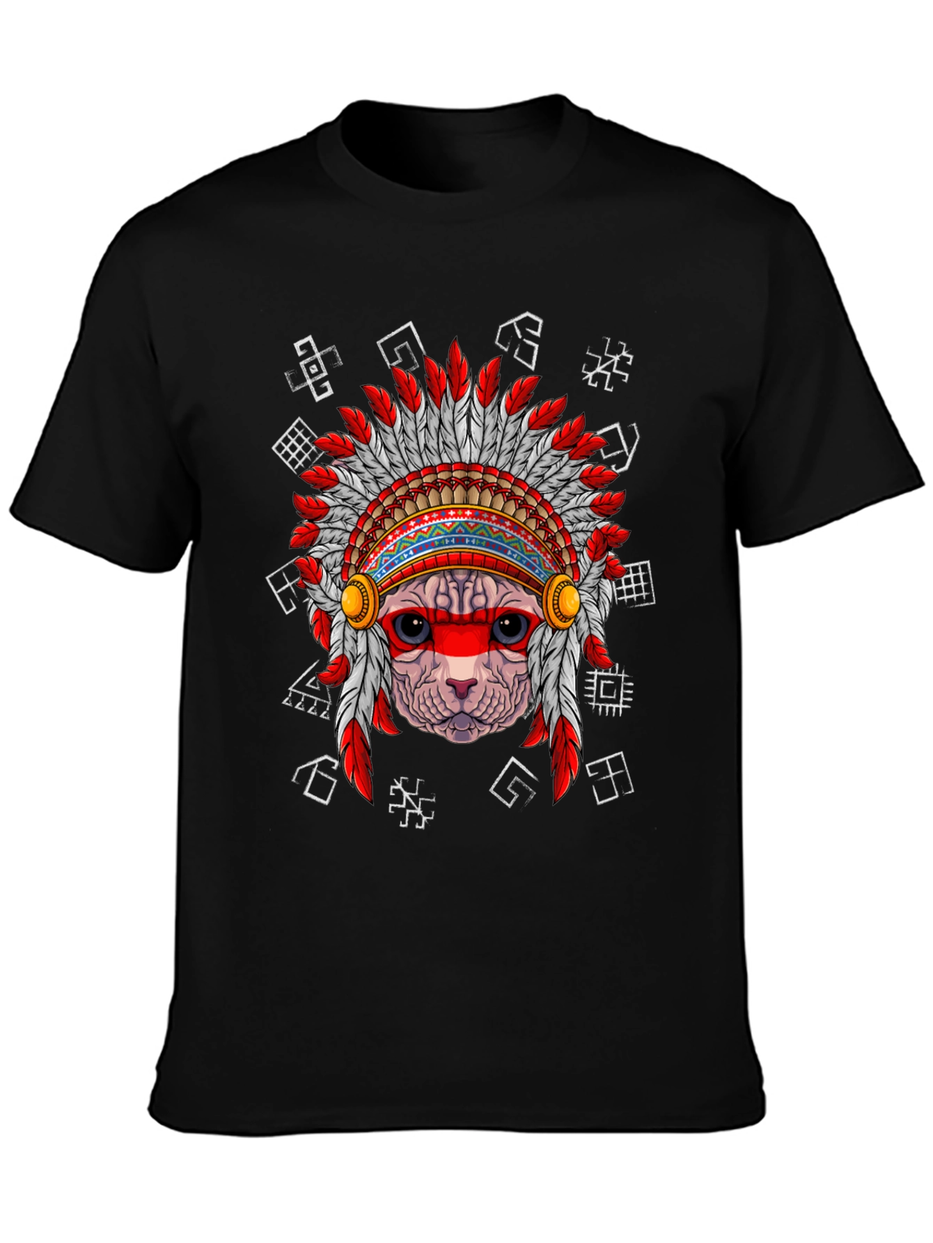Native American Cat T-Shirt Unique Graphic Tee