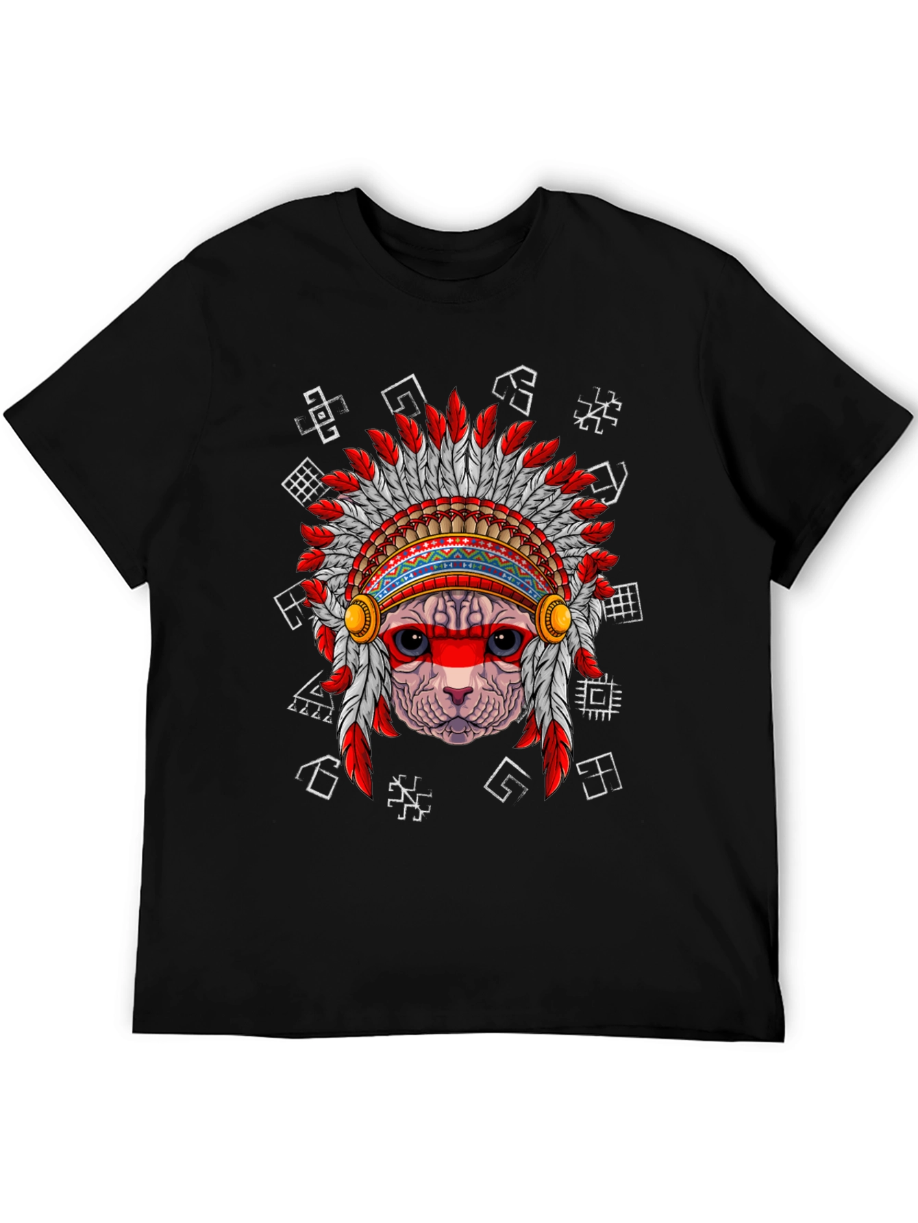Native American Cat T-Shirt Unique Graphic Tee
