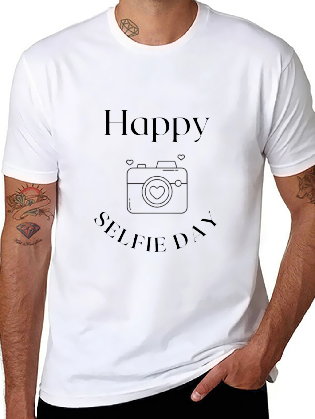 Happy Selfie Day Black T-Shirt