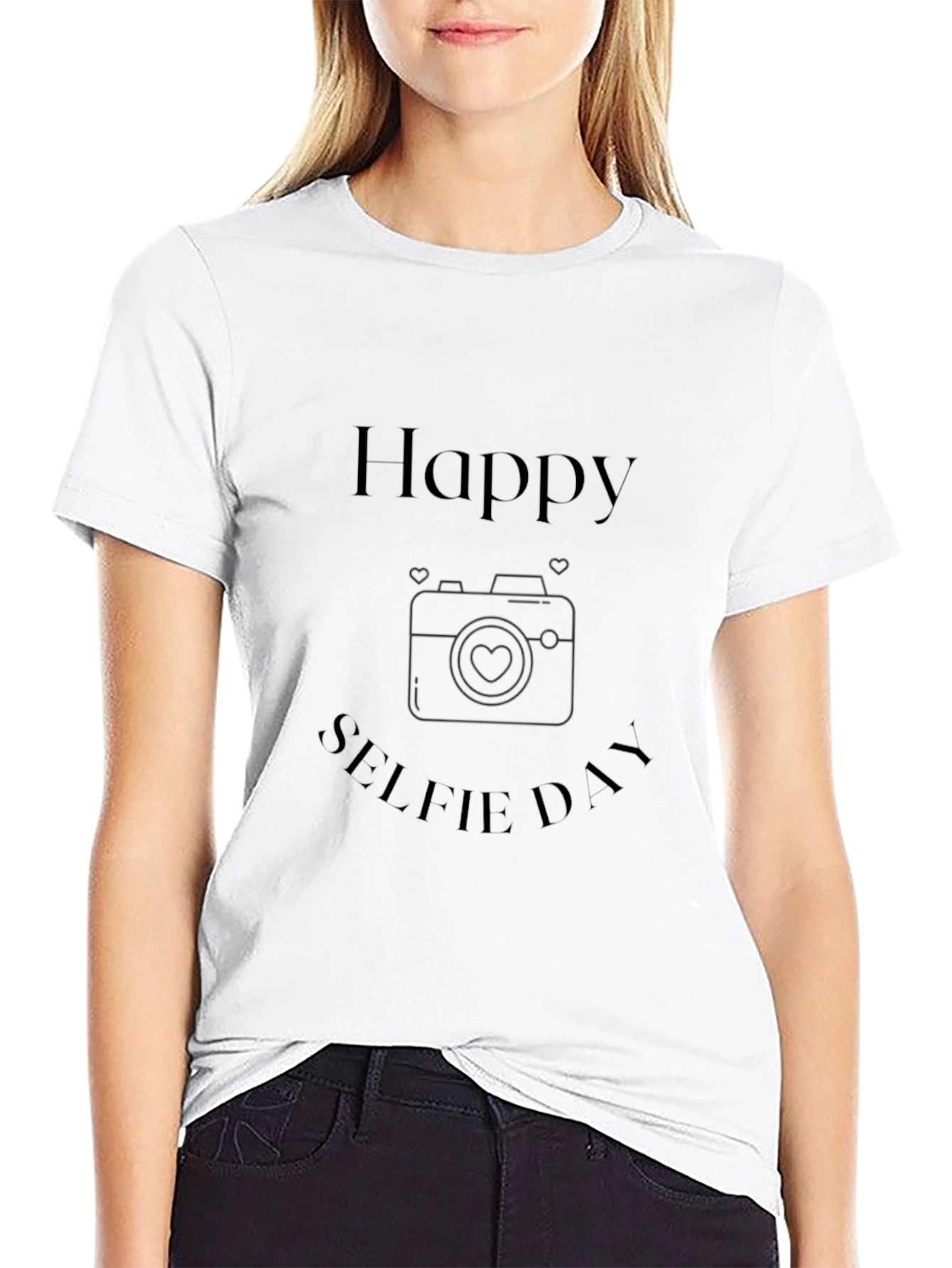 Happy Selfie Day Black T-Shirt