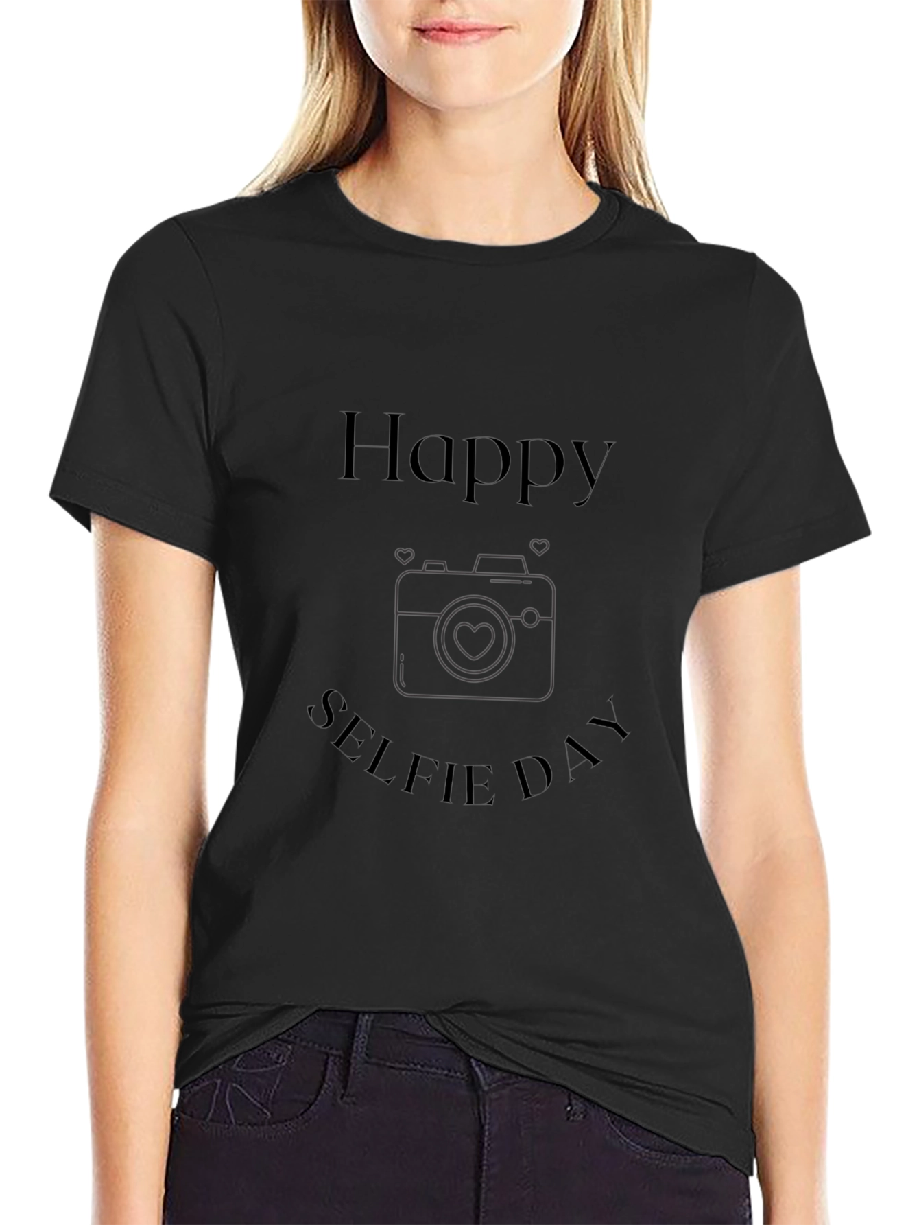 Happy Selfie Day Black T-Shirt