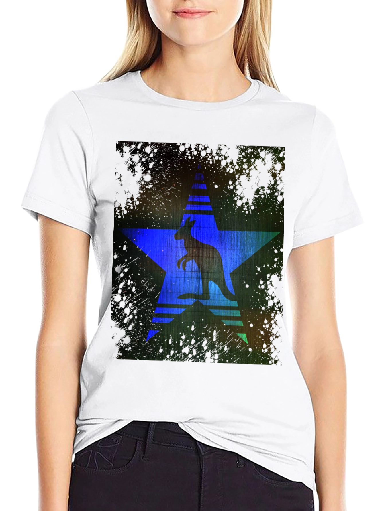 Kangaroo Star Graphic Print T-Shirt