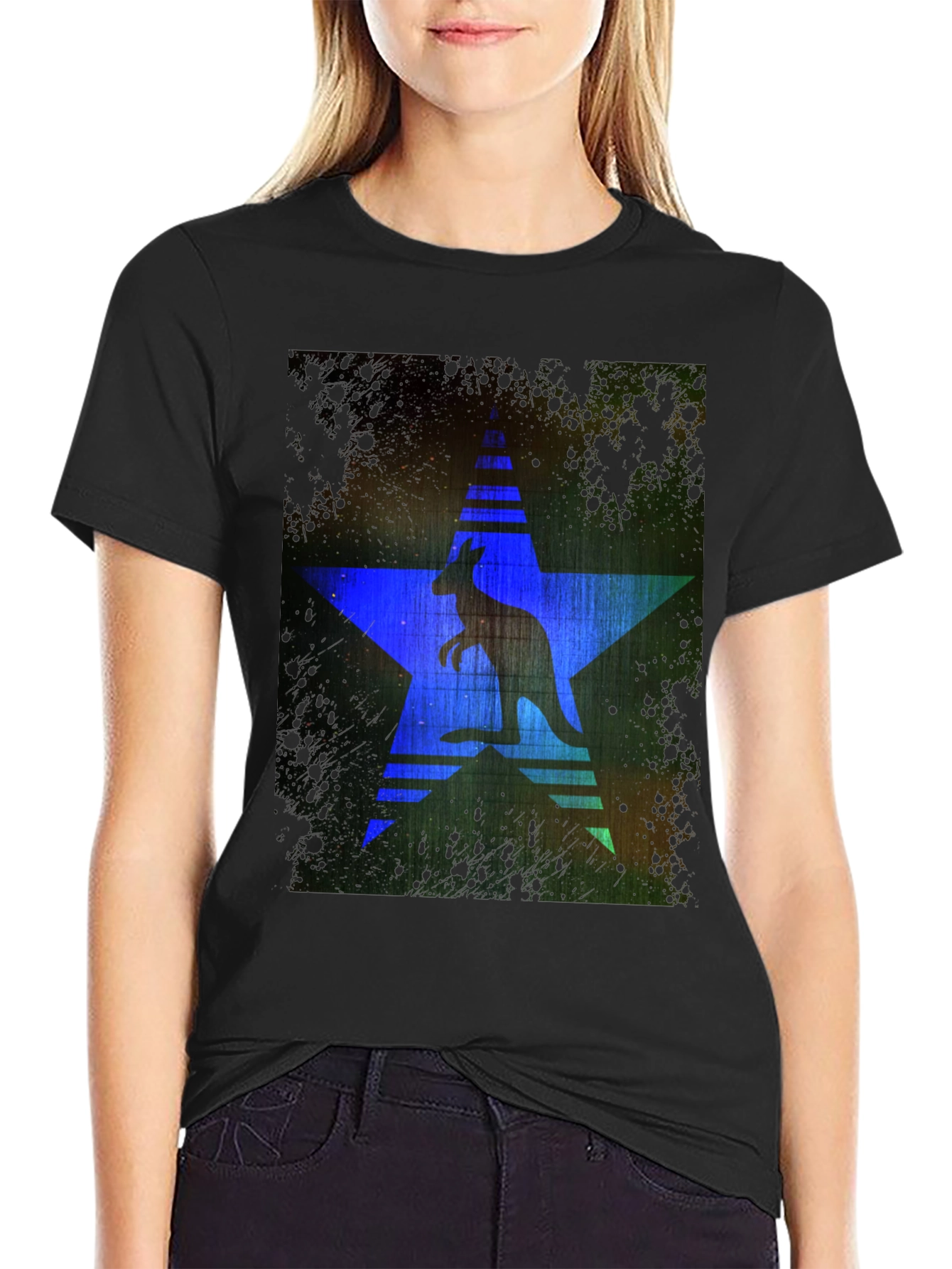 Kangaroo Star Graphic Print T-Shirt