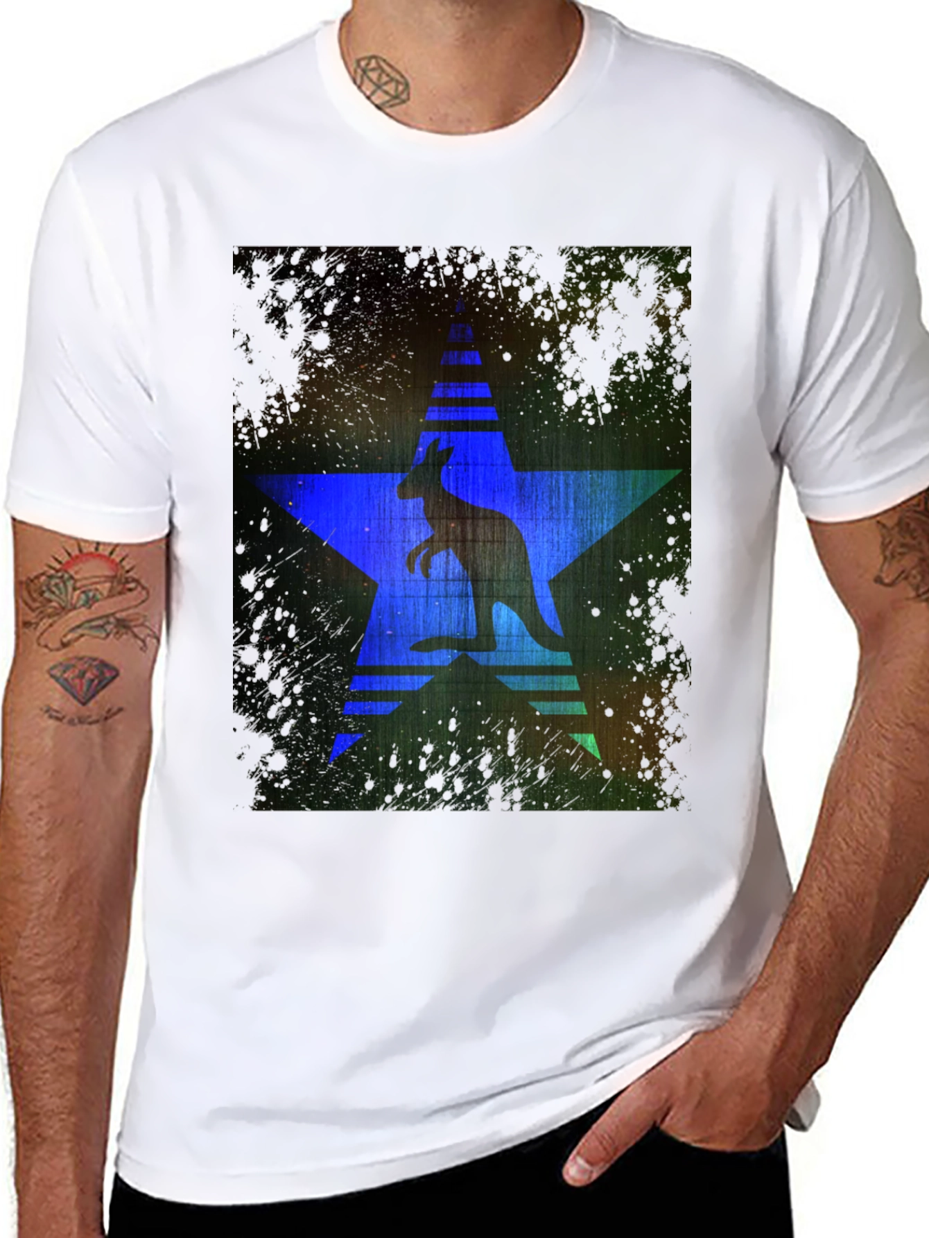 Kangaroo Star Graphic Print T-Shirt