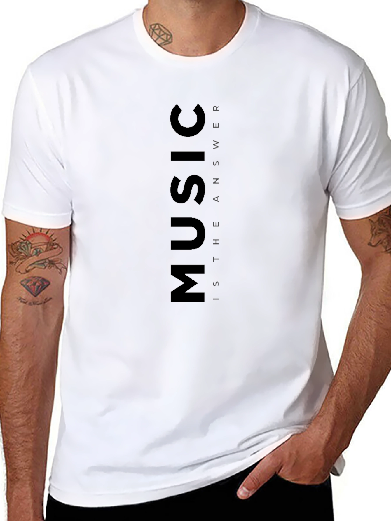 Music is the Answer Black Graphic T-Shirt